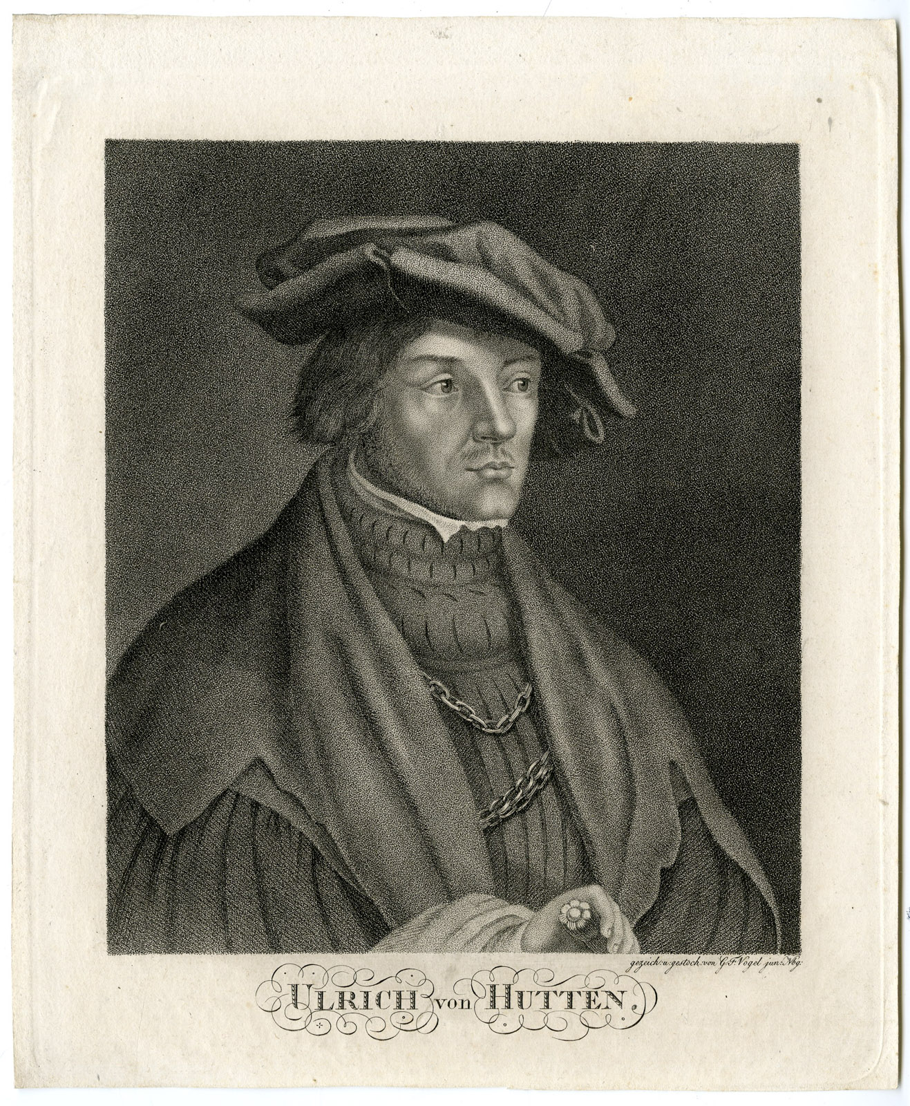 , Antique Print-ULRICH VON HUTTEN-PORTRAIT-Vogel-c.1820, Pictura Antique Prints
