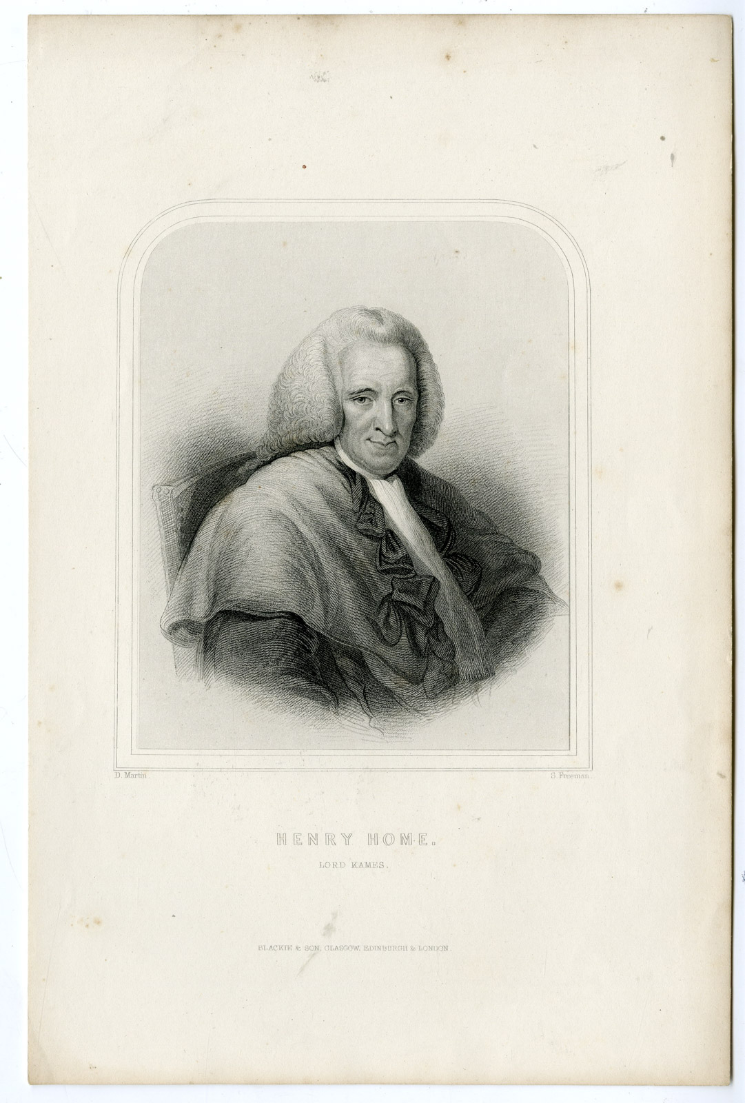 , Antique Print-HENRY HOME-LORD KAMES-PORTRAIT-Freeman-Martin-c. 1840, Pictura Antique Prints