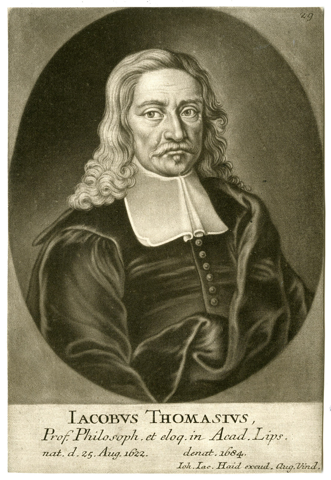 , Antique Print-JACOBUS THOMASIUS-JAKOB-PORTRAIT-Haid-1747, Pictura Antique Prints