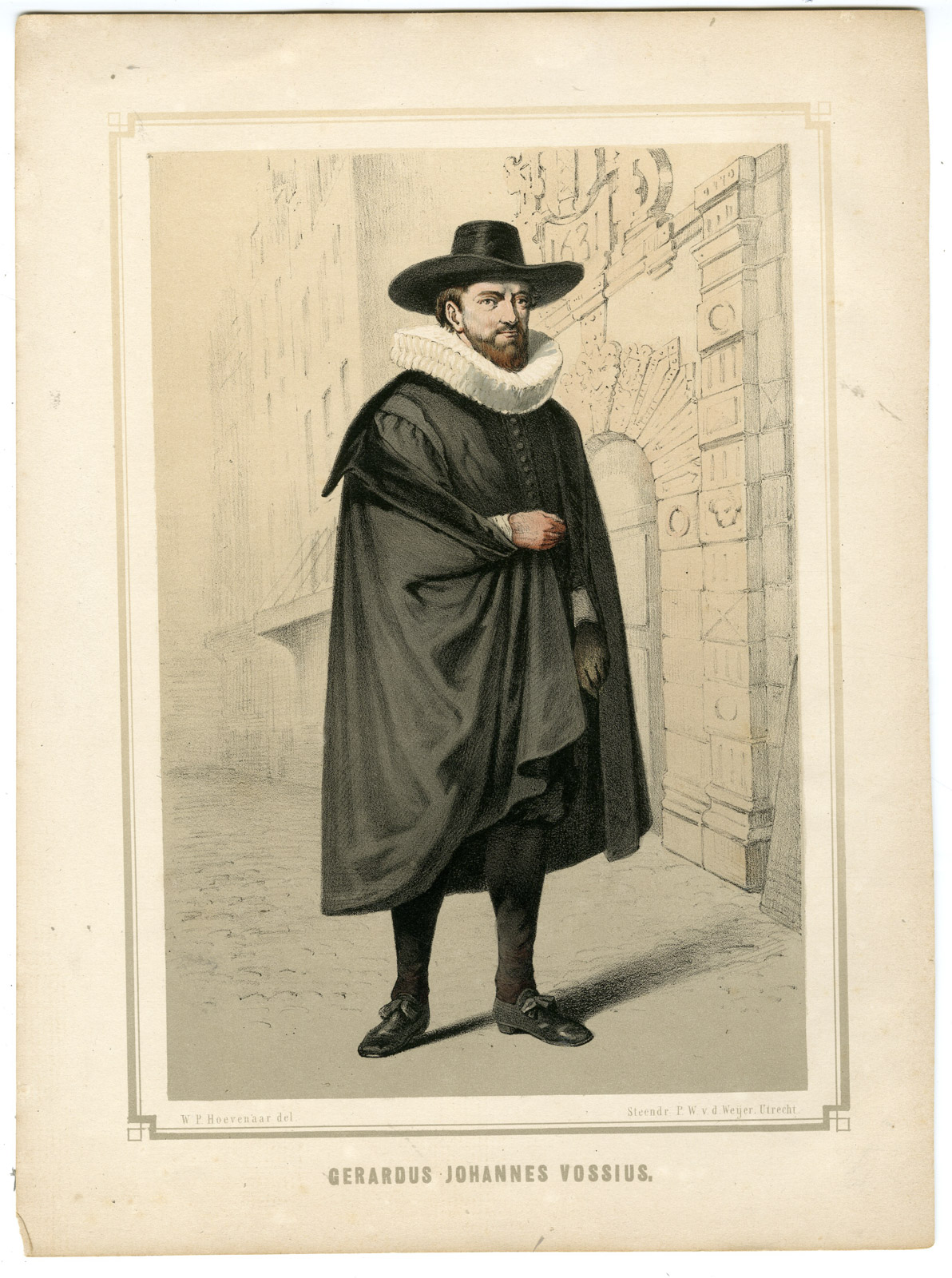 , Antique Print-GERARDUS JOHANNUS VOSSIUS-PORTRAIT-van de Weijer-1868, Pictura Antique Prints