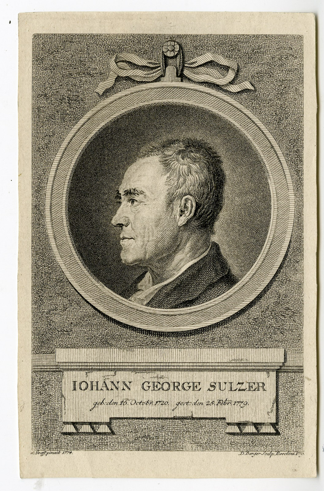 , Antique Print-JOHANN GEORG SULZER-PORTRAIT-Berger-Graff-1779, Pictura Antique Prints