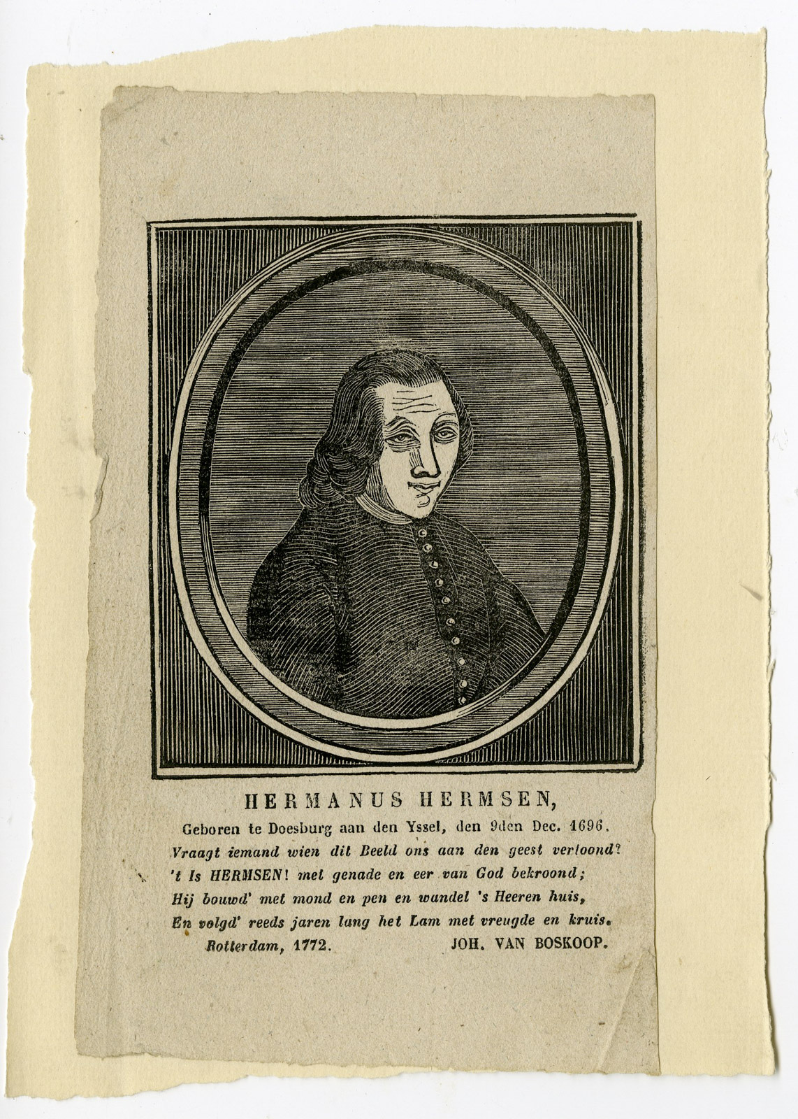 , Antique Print-HERMANUS HERMSEN-PORTRAIT-van Boskoop-1780, Pictura Antique Prints