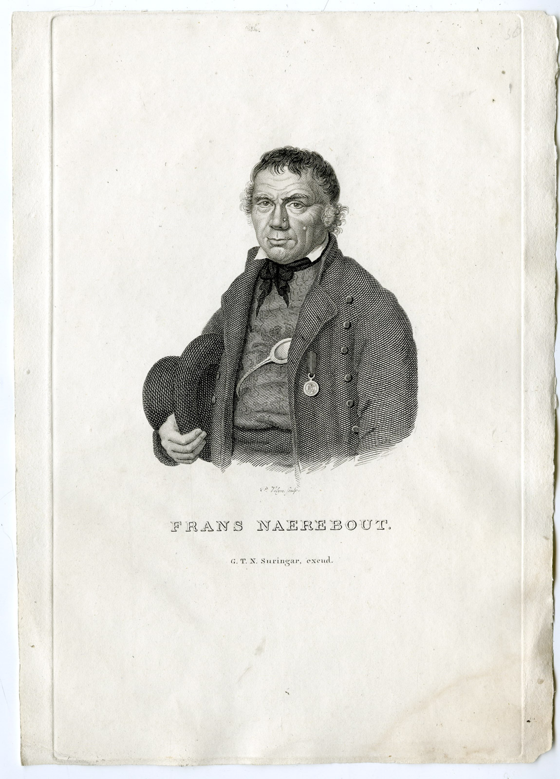 , Antique Print-FRANS NAEREBOUT-PORTRAIT-Velijn-c. 1830, Pictura Antique Prints