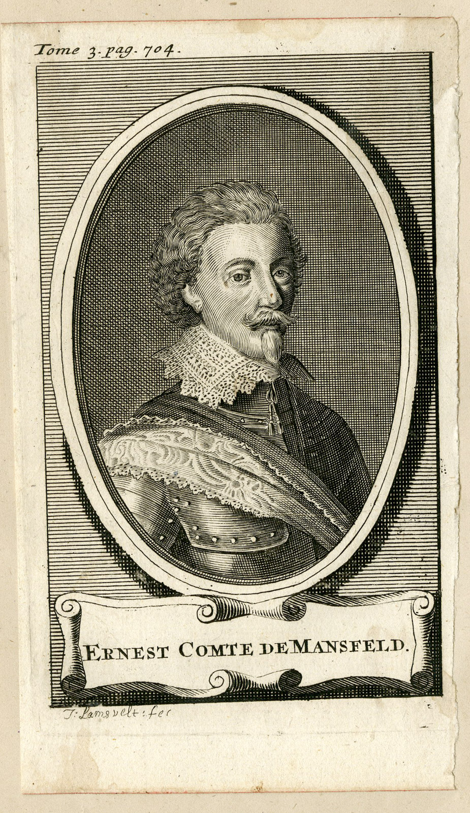 , Antique Print-ERNST GRAF VON MANSFELD-PORTRAIT-Lamsvelt-Mierevelt-c. 1700, Pictura Antique Prints