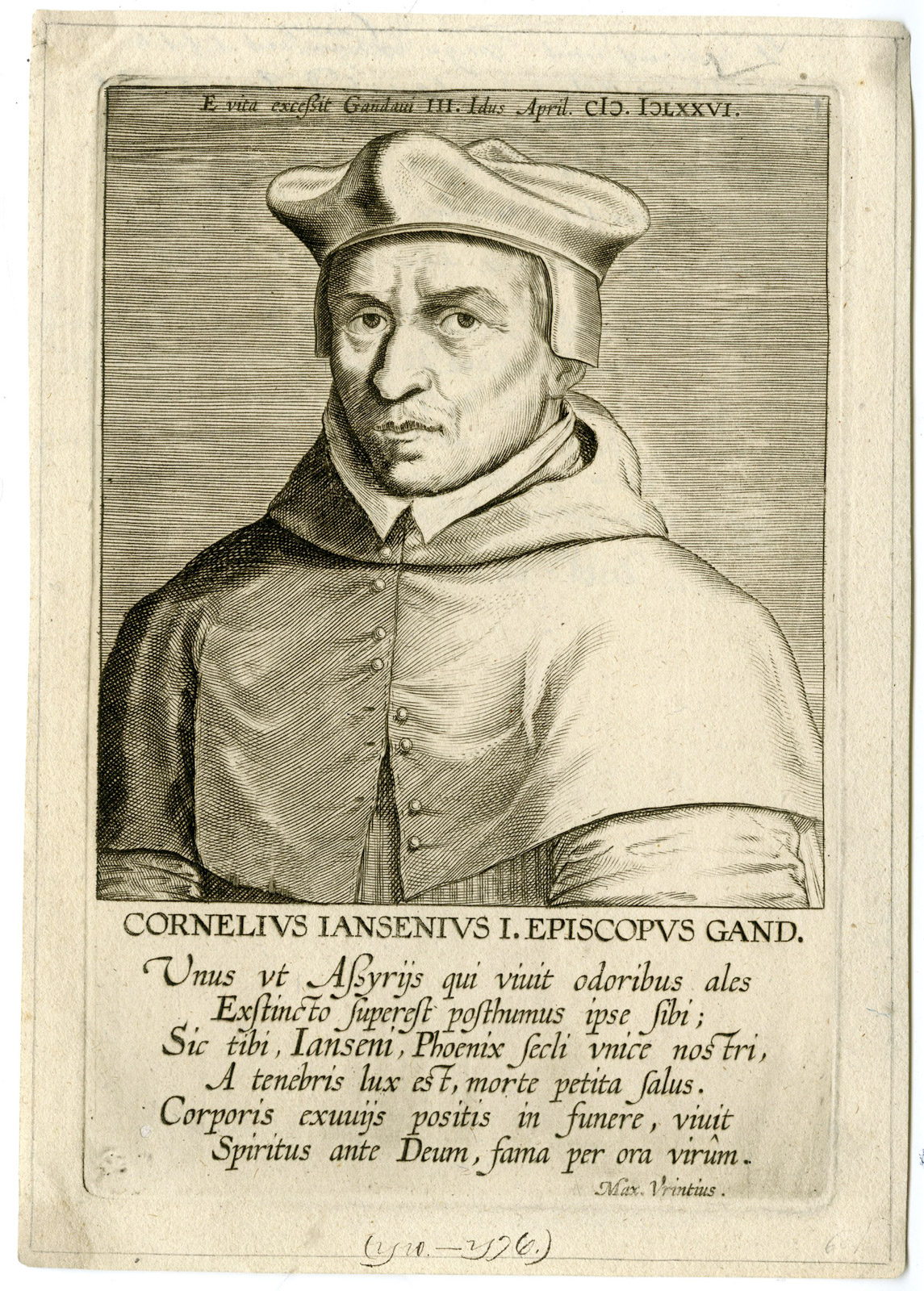 , Antique Print-CORNELIUS JANSENIUS-BISHOP-PORTRAIT-Galle-c. 1610, Pictura Antique Prints