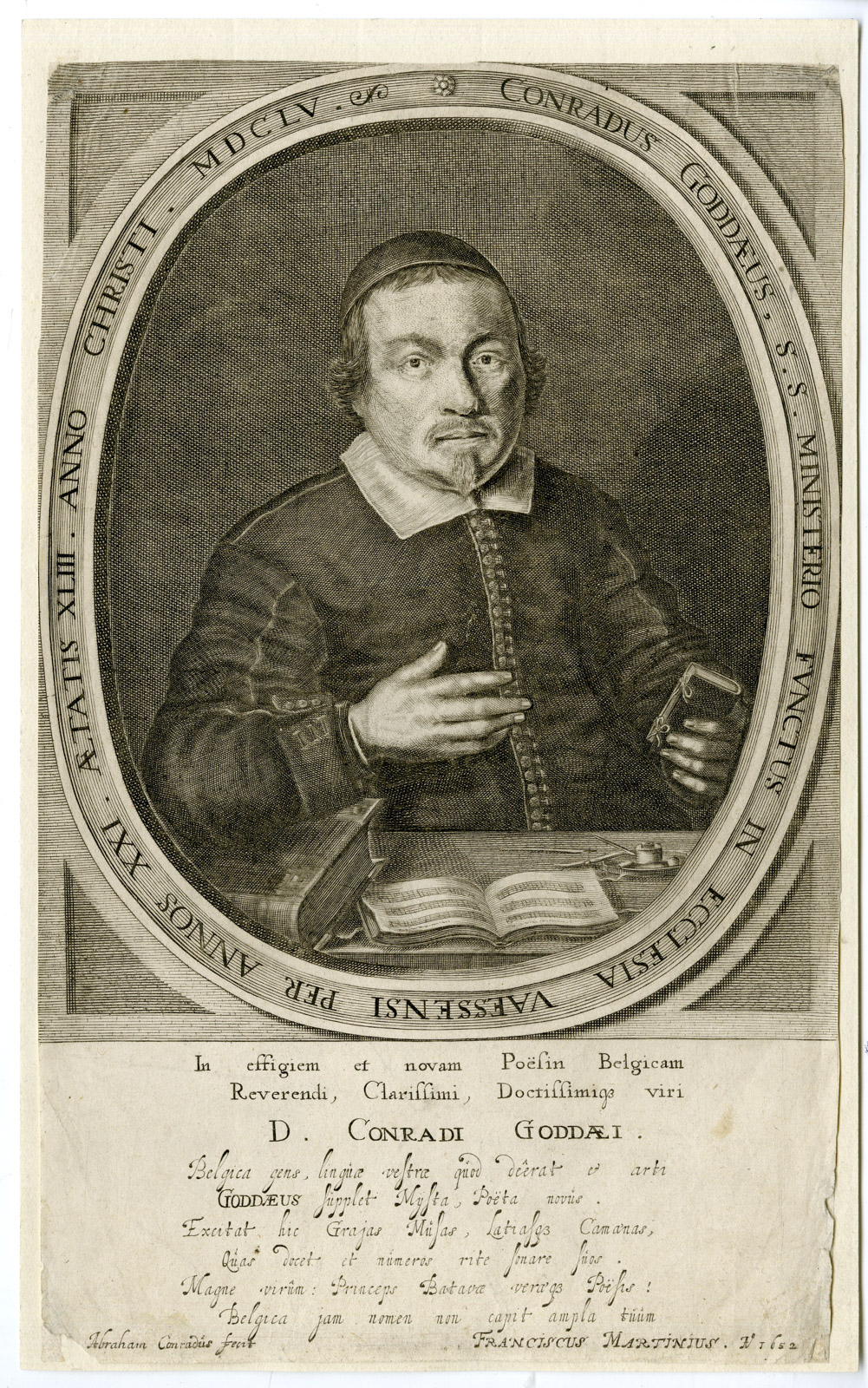 , Antique Print-CONRADUS GODDAEUS-DUTCH THEOLOGIAN-PORTRAIT-Conradus-1652, Pictura Antique Prints
