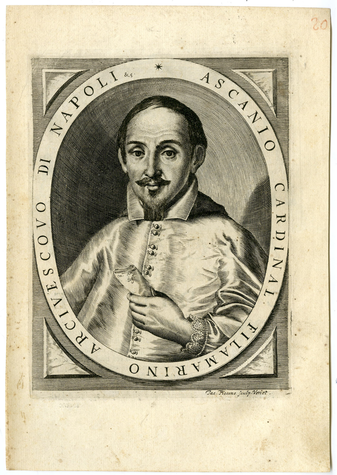 , Antique Print-ASCANIO FILOMARINO-ARCHBISHOP-PORTRAIT-Piccini-1658, Pictura Antique Prints