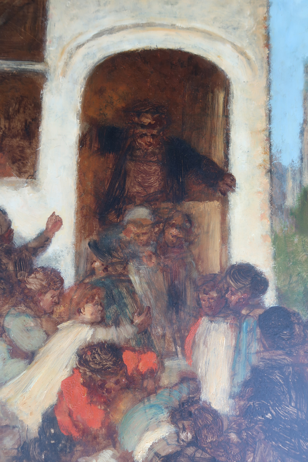 IMG 3515 416x624 Original Oil Painting-SCHOOL IS OUT-Eugene Francois de Block-c.1860 - Image 2