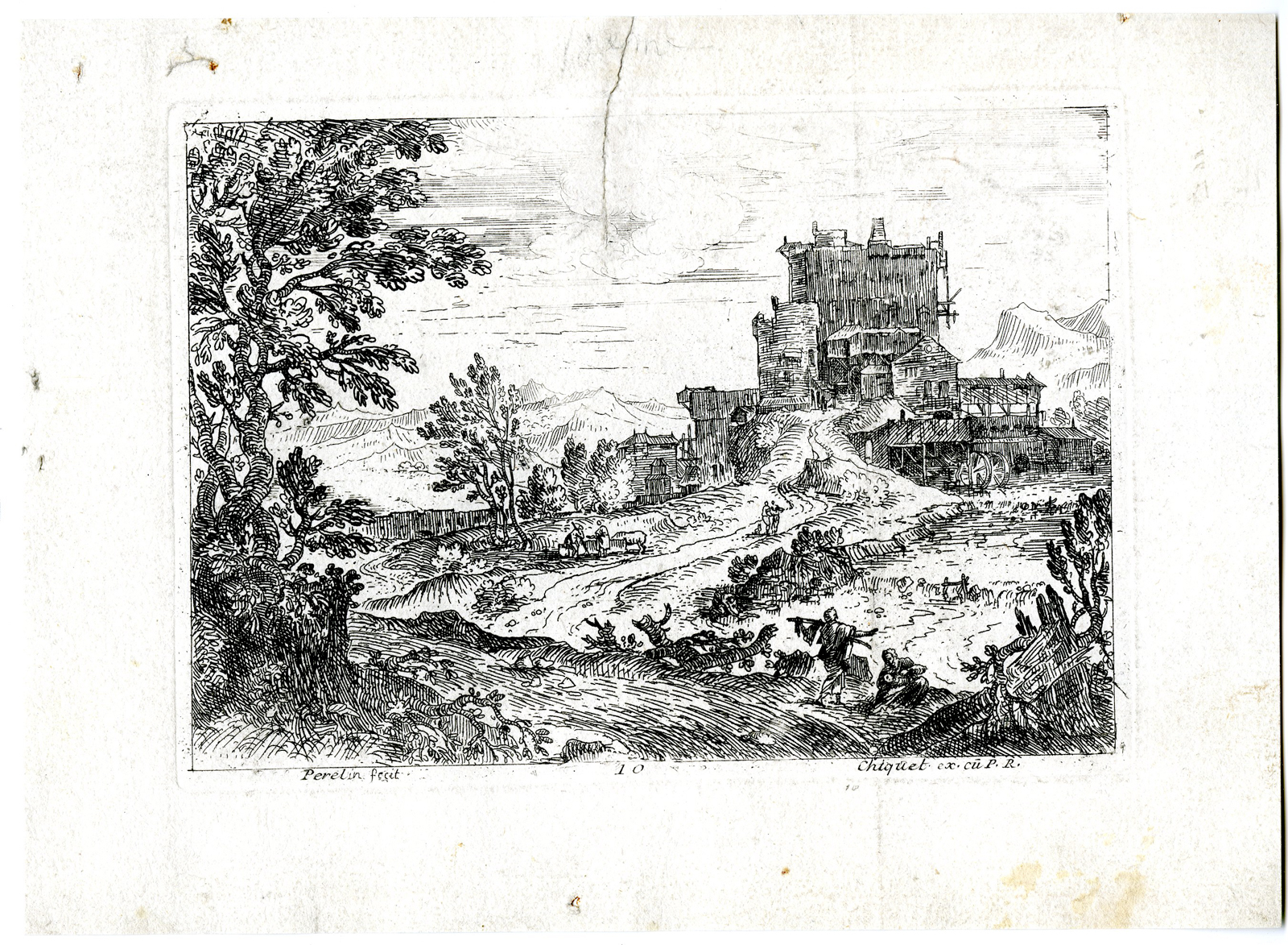 RB 2331 416x305 Antique Print-PASTORAL LANDSCAPE-WOODS-MOUNTAINS-VILLAGE-Perelle-c.1675