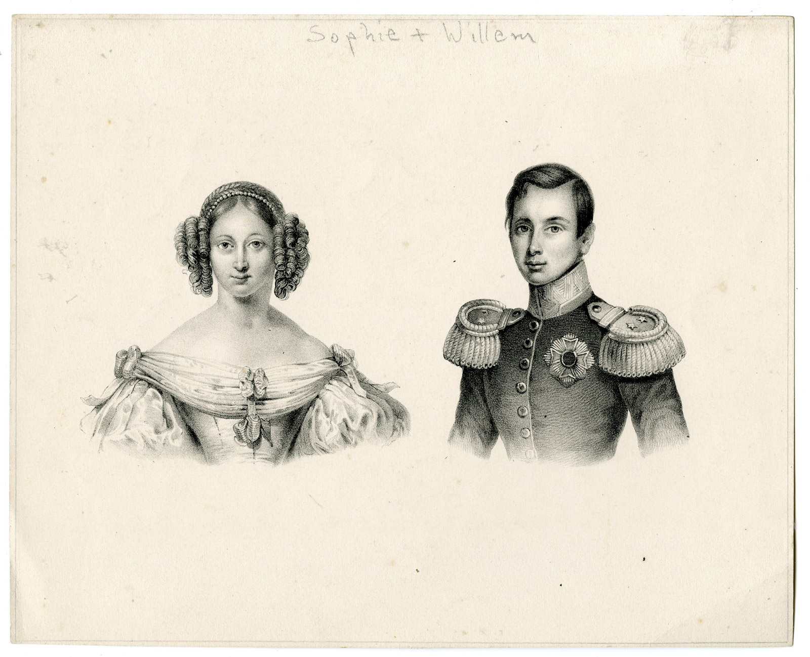 , Antique Print-WILLIAM III-HOUSE OF ORANGE-SOPHIE-PORTRAIT-Anonymous-c. 1840, Pictura Antique Prints