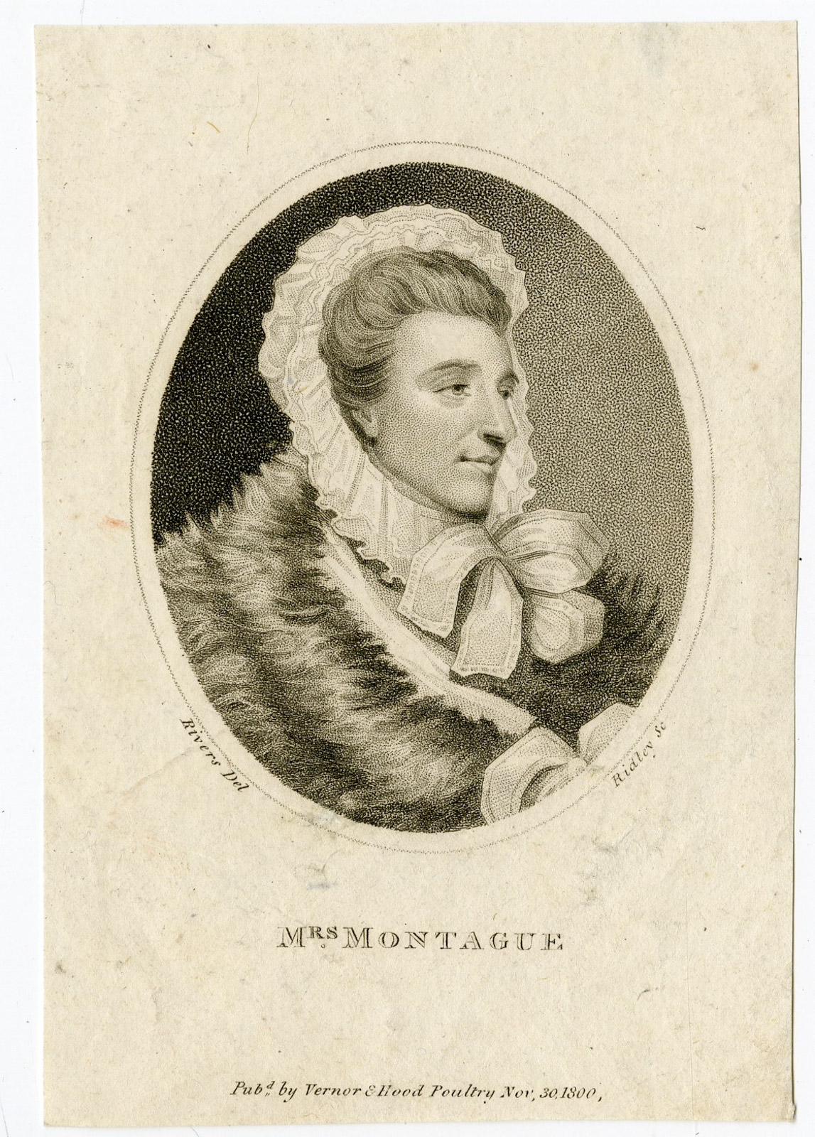 , Antique Print-ELIZABETH MONTAGUE-WRITER-PORTRAIT-Ridley-Rivers-1800, Pictura Antique Prints