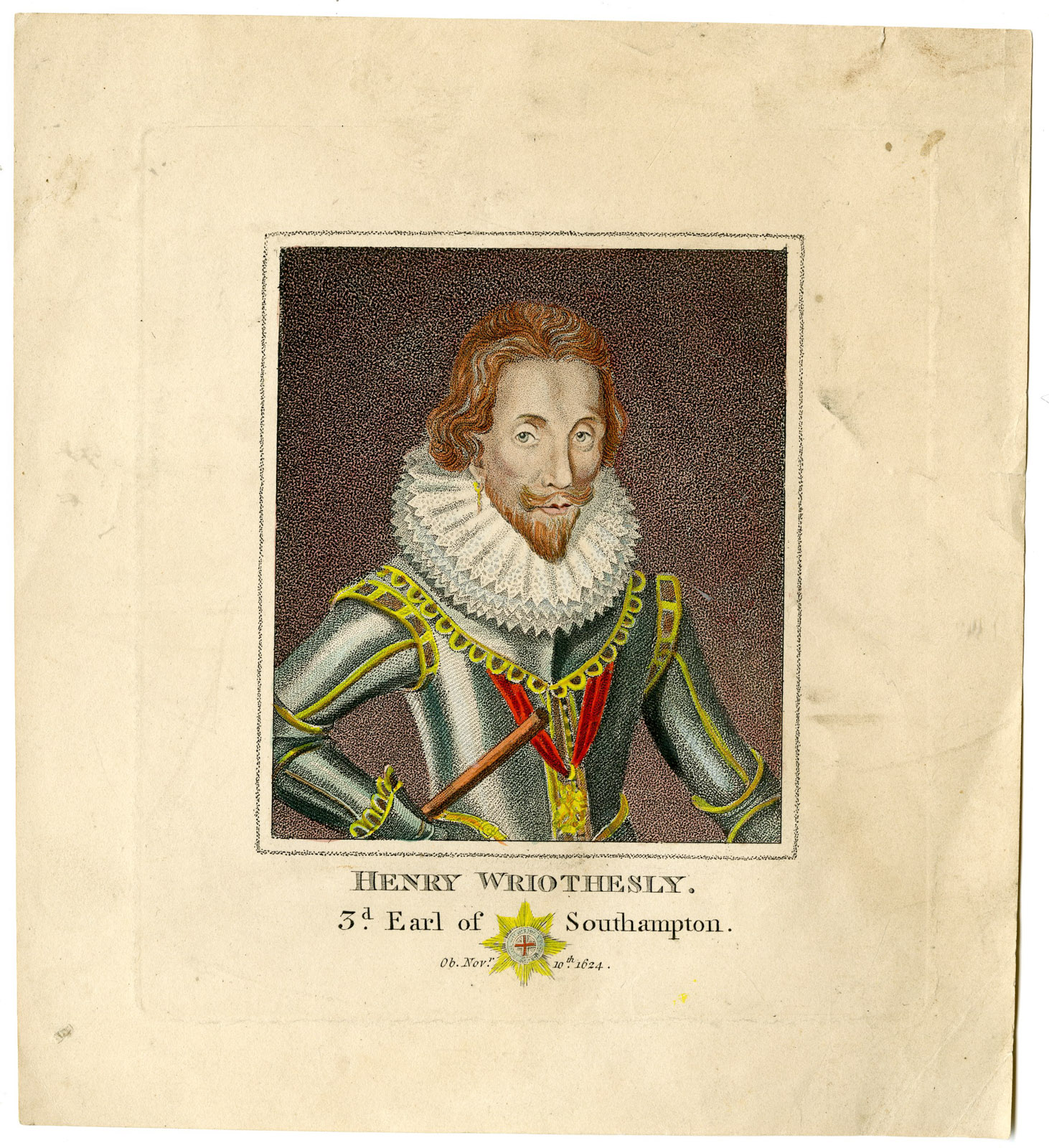 , Antique Print-HENRY WRIOTHESLY-EARL OF SOUTHAMPTON-PORTRAIT-Anonymous-19th.c., Pictura Antique Prints
