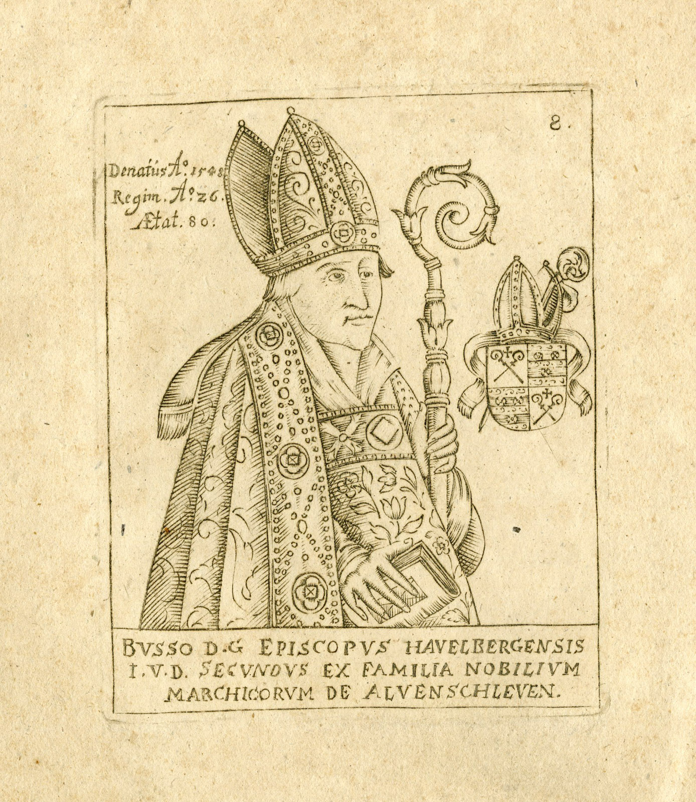 , Antique Print-BUSSO X VON ALVENSLEBEN-BISHOP-PORTRAIT-Anonymous-17th.c., Pictura Antique Prints