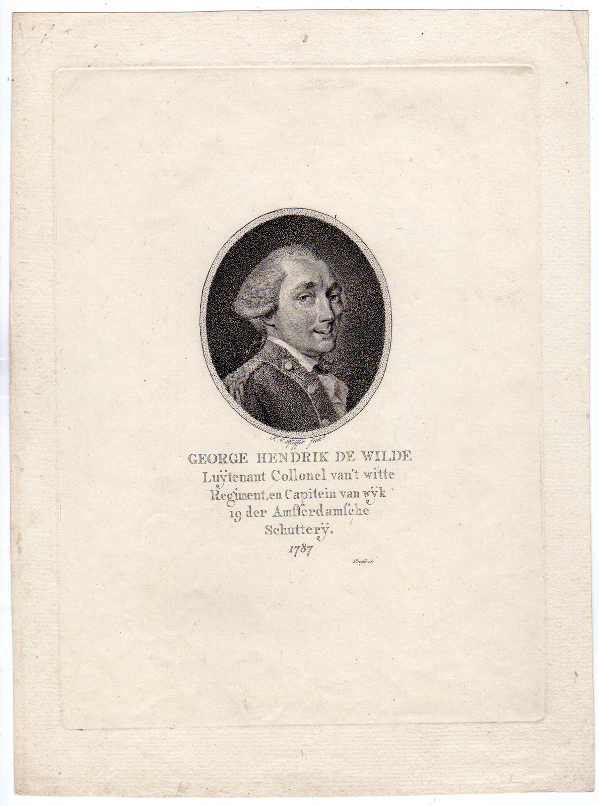 , Antique Print-PORTRAIT-GEORGE HENDRIK DE WILDE-Pfeiffer-Anonymous-1787, Pictura Antique Prints