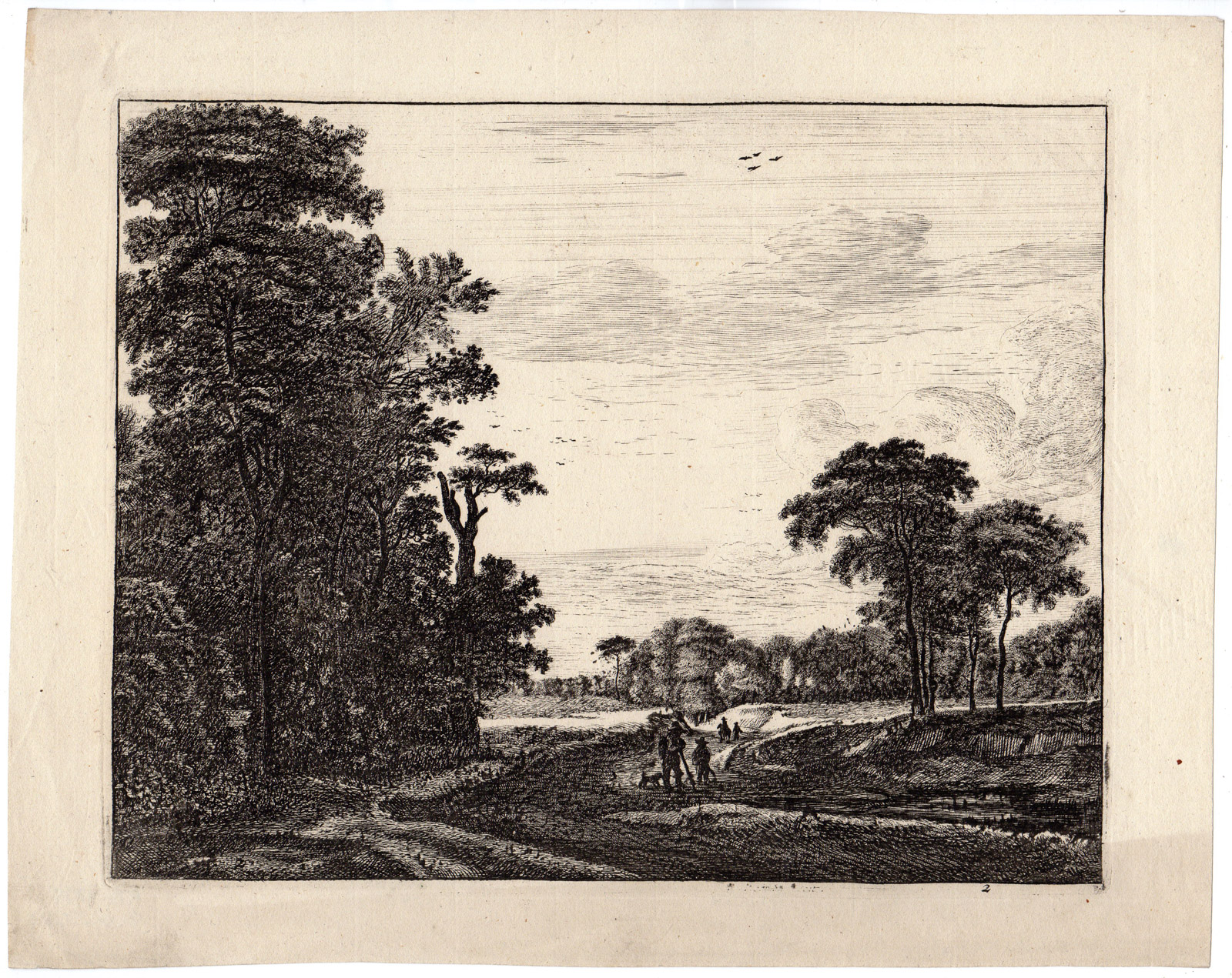 RB 2401 416x330 Antique Print-LANDSCAPE-HAAGSE BOS-WOODS THE HAGUE-Roghman-ca 1750