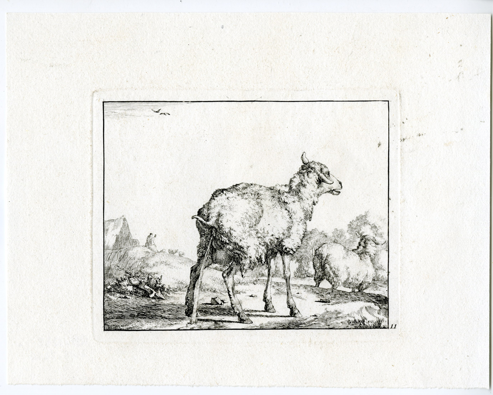 RB 2415 416x333 Antique Print-ANIMAL-SHEEP-PEEING-LANDSCAPE-Bye-ca 1720