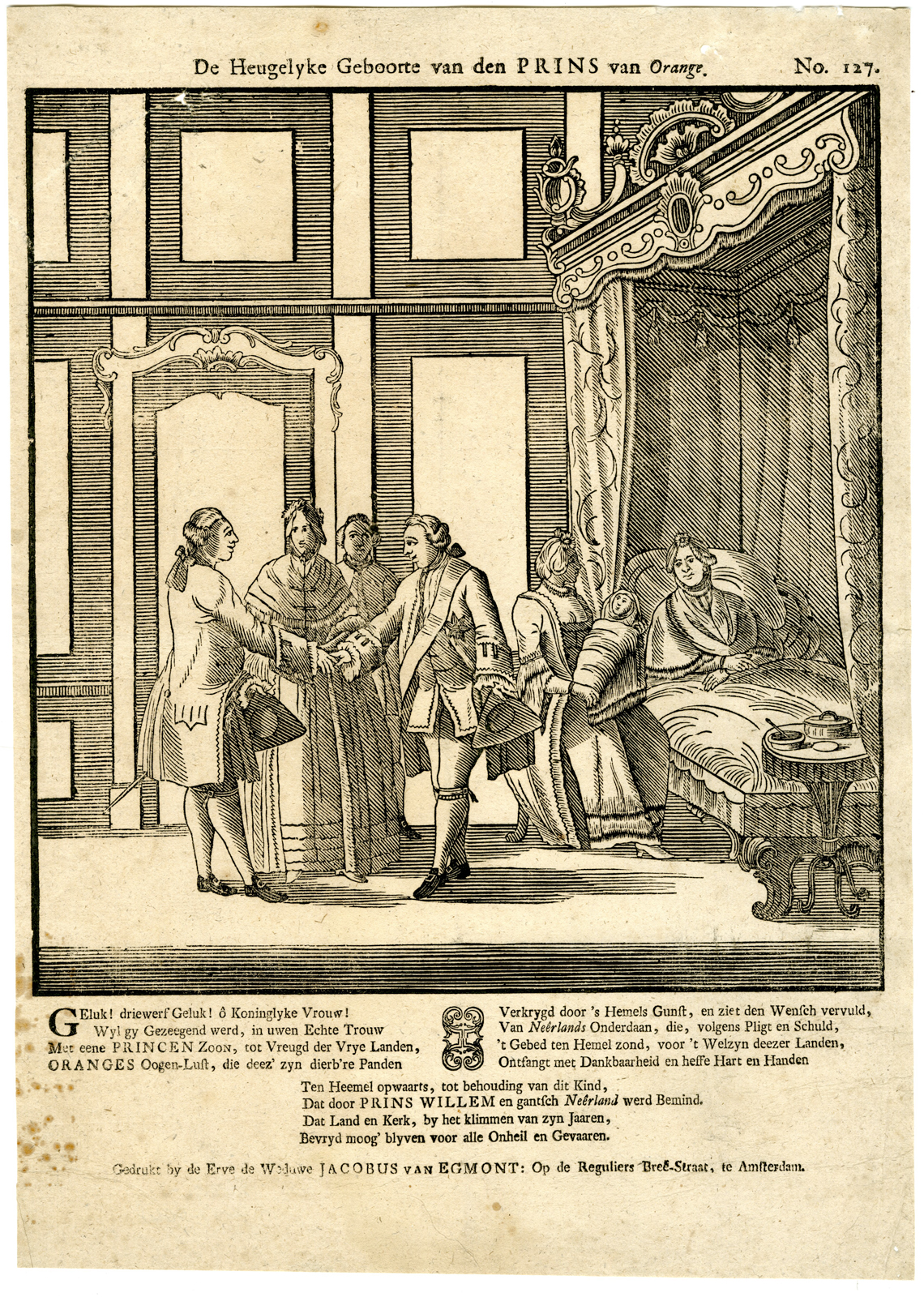 , Antique Print-BIRTH PRINCE-NASSAU-FREDRICK WILLIAM I- WILLIAM V-van Egmont-1761, Pictura Antique Prints