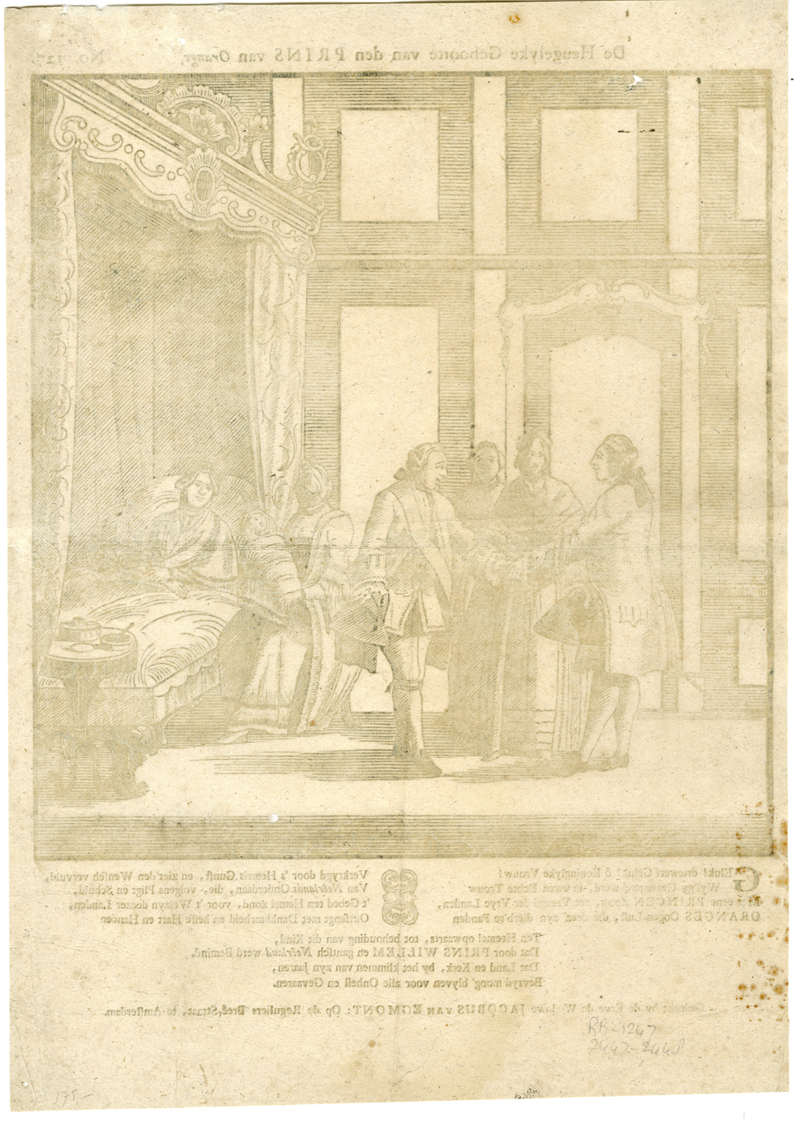 , Antique Print-BIRTH PRINCE-NASSAU-FREDRICK WILLIAM I- WILLIAM V-van Egmont-1761, Pictura Antique Prints