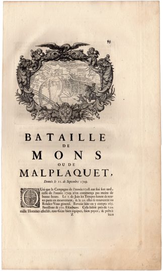 Antique Map-FORTIFICATIONS-MONS-BERGEN-MALPLAQUET-de Missy-Huchtenburgh -1729