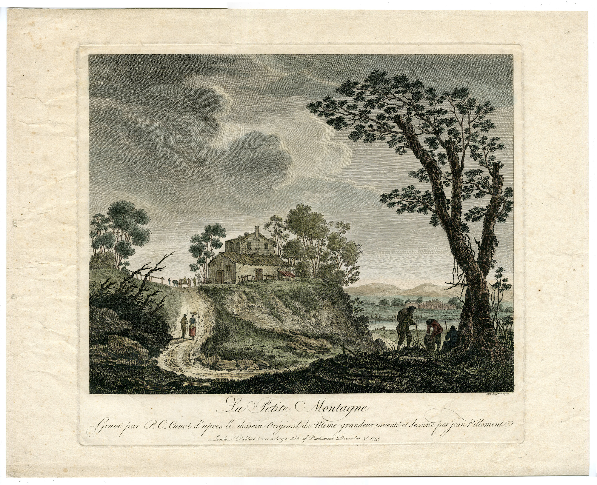 , Antique Master Print-LA PETITE MONTAGNE-THE LITTLE MOUNTAIN-Canot-Pillement-1759, Pictura Antique Prints