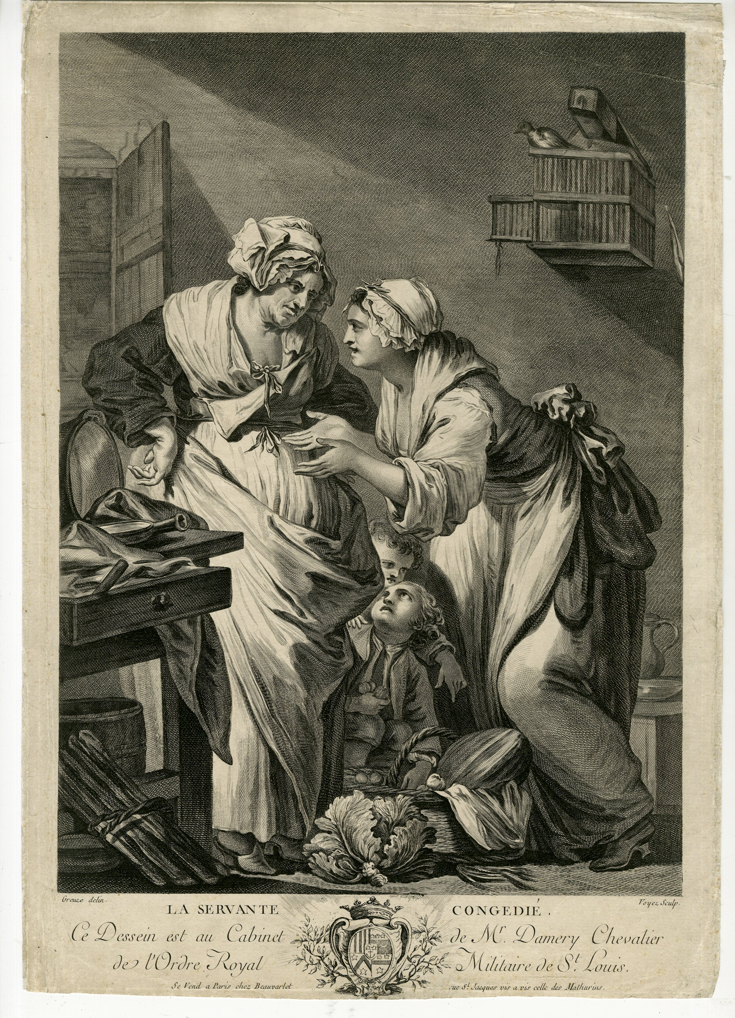 Pco 29847 416x576 Antique Master Print-MAID-FIRED-CHILDREN-LA SERVANTE CONGEDIE-Voyez-Greuze-1770