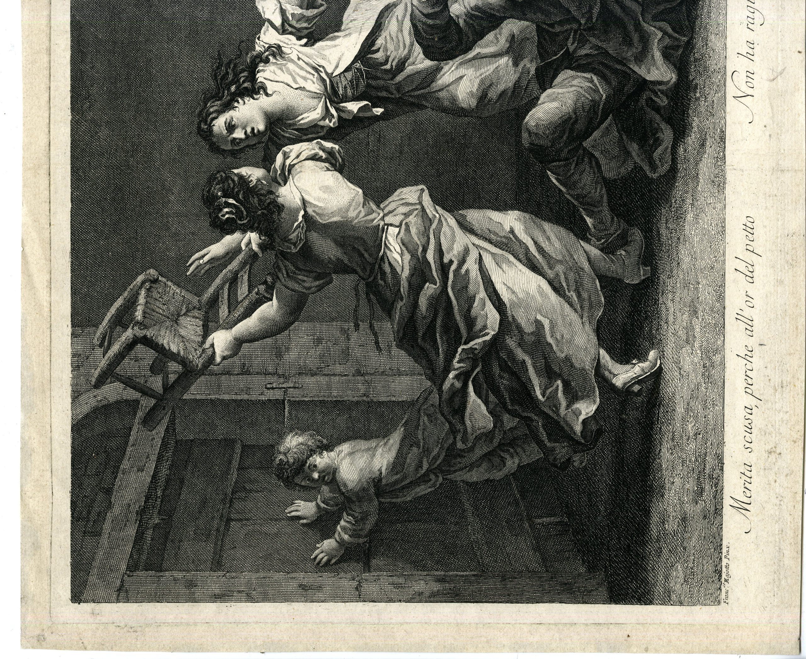, Antique Master Print-WOMEN-FIGHTING-BOY-Del Pedro-Magiotto-1770, Pictura Antique Prints