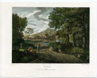 Antique Master Print-PASTORAL LANDSCAPE-SHEPHERD-Godefroy-van Bloemen-1800