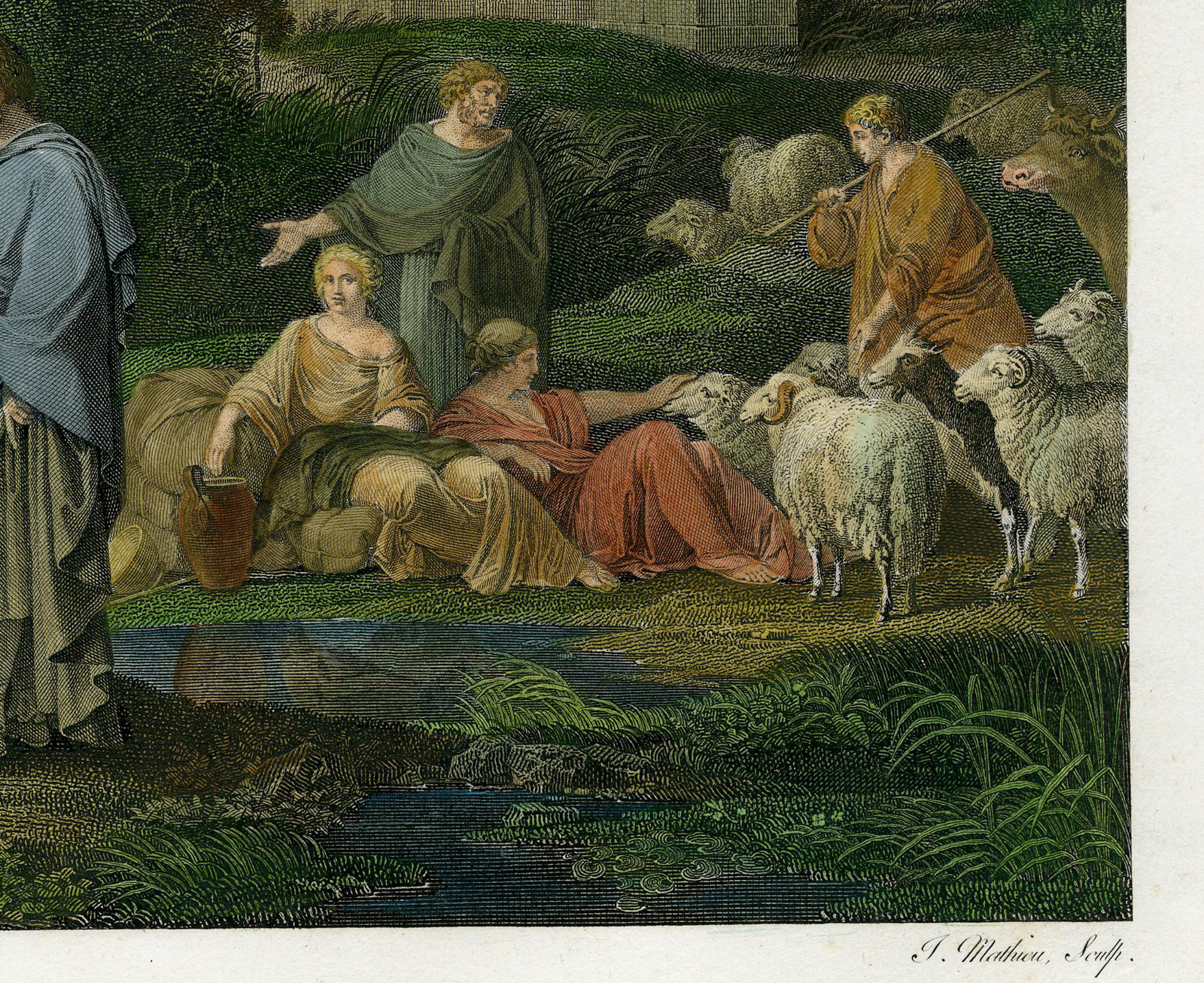, Antique Master Print-LABAN-IDOLS-OLD TESTAMENT-BIBLE-Godefroy-de la Hyre-1800, Pictura Antique Prints