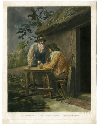 Antique Master Print-ALEHOUSE DOOR-DRINKING-PUB-PIPE SMOKING-Syer-Morland-1801