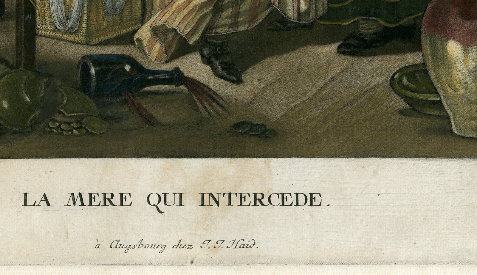 , Antique Master Print-LA MERE QUI INTERCEDE-CHILDREN-PUNISHMENT-Haid-1760, Pictura Antique Prints