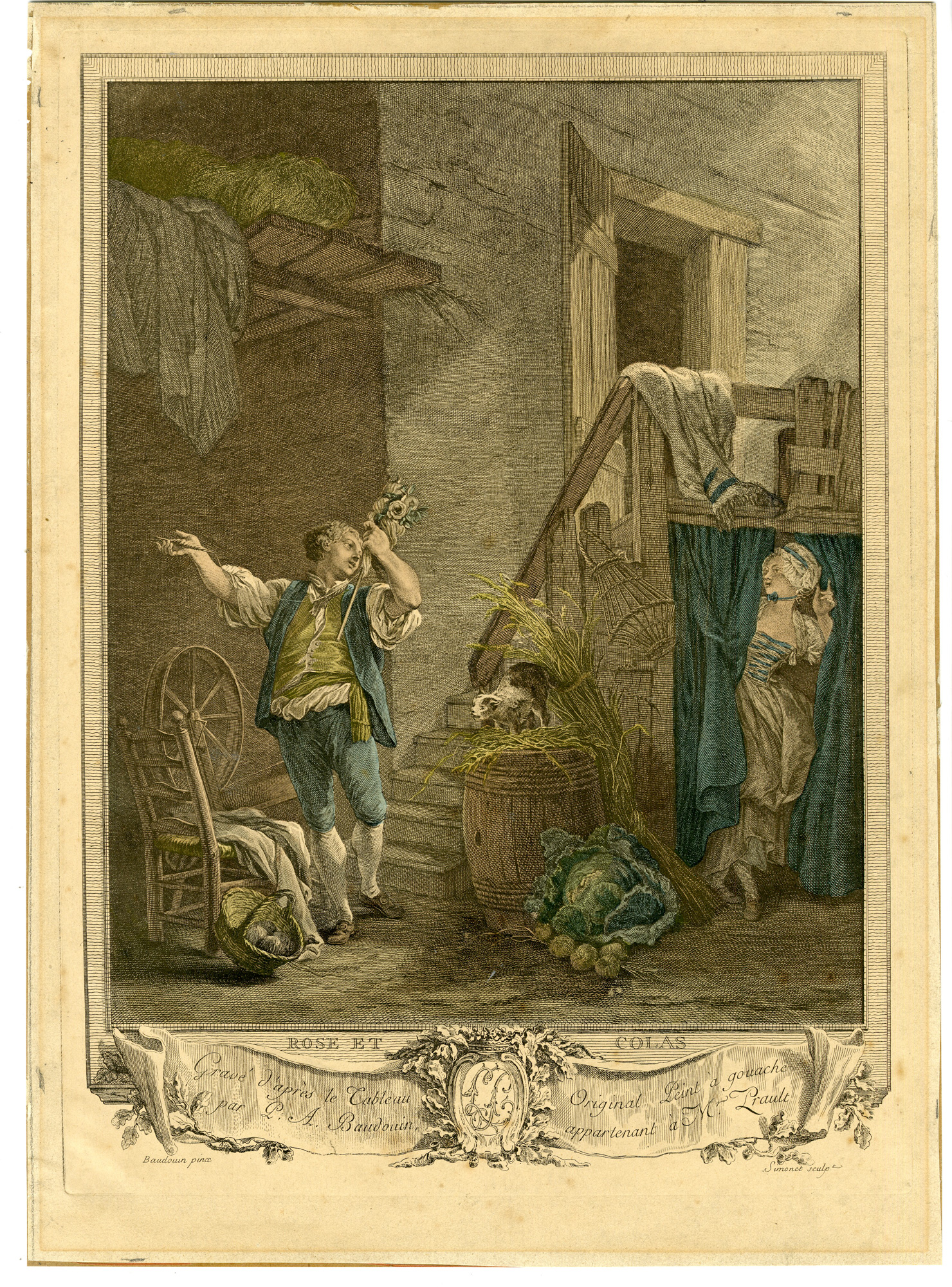 Pco 29907 416x562 Antique Master Print-ROSE ET COLAS-OPERA SCENE-Simonet-Baudouin-1780