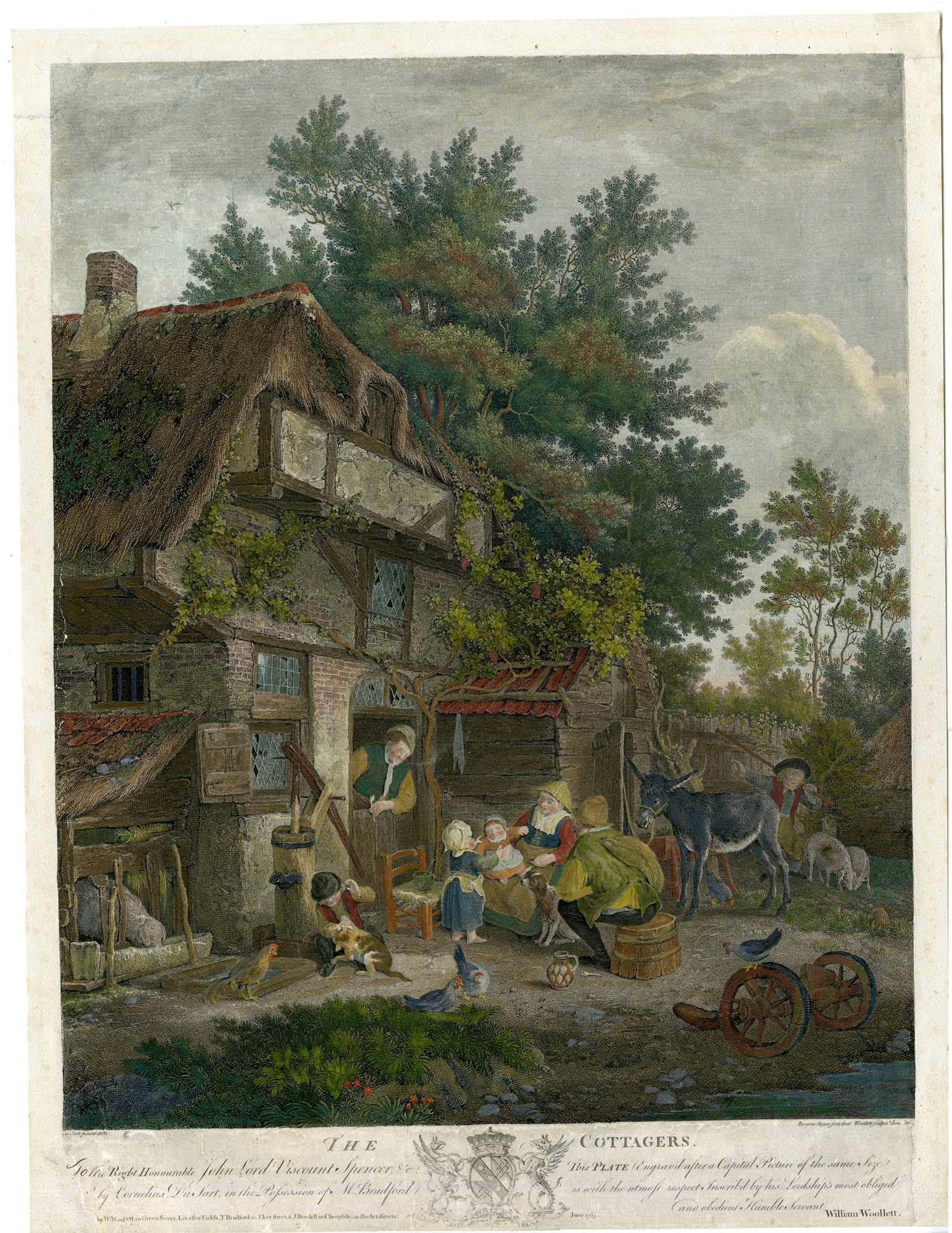 , Antique Master Print-THE COTTAGERS-PEASANTS-CHILDREN-Woollett-Dusart-1765, Pictura Antique Prints