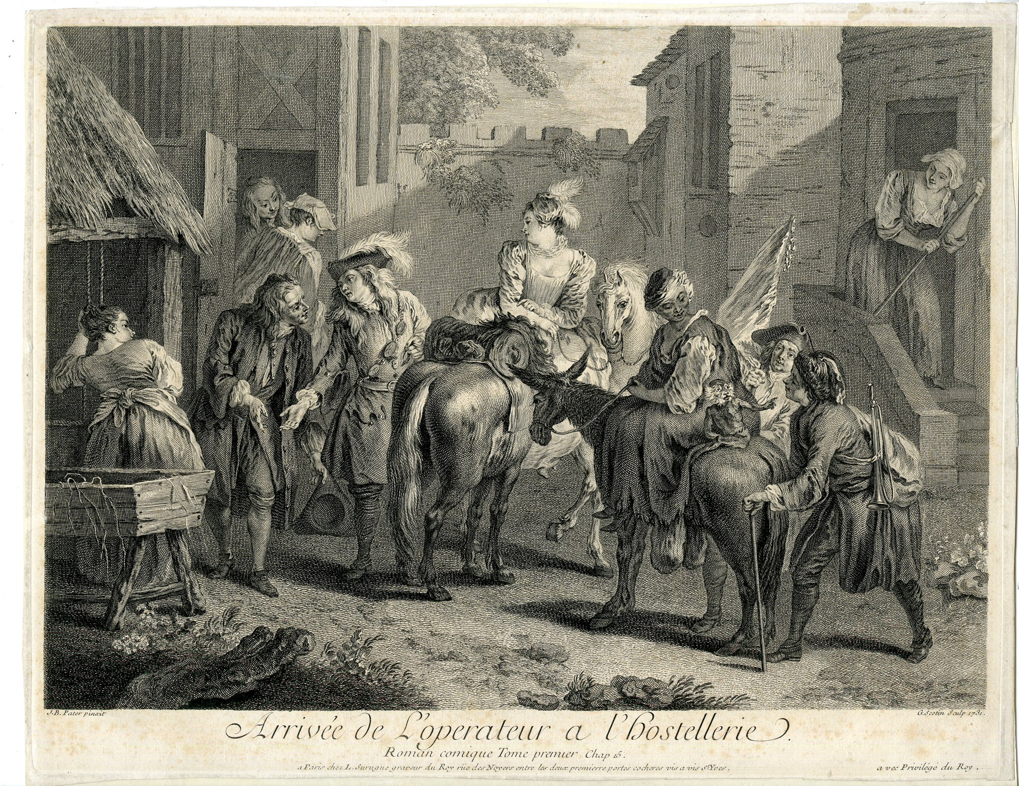 , Antique Master Print-OPERATOR-INN-HOSTEL-HORSE-ROMAN COMIQUE-Scotin-Pater-1731, Pictura Antique Prints