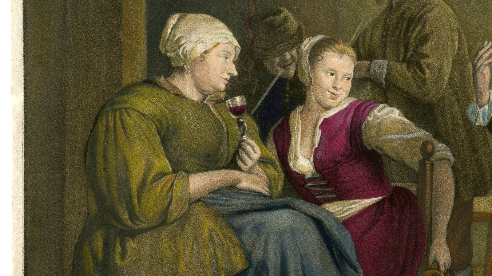 Pco 29943 416x233 Antique Master Print-TAVERN-MAN-WOMAN-FLIRTING-Anonymous-1771 - Image 2