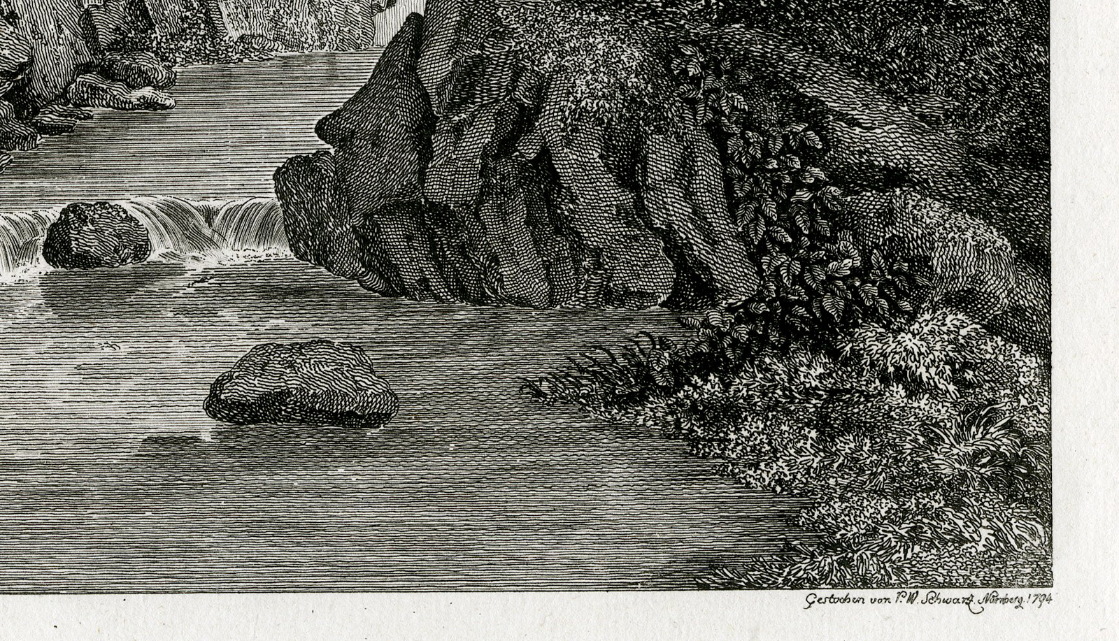 , Antique Master Print-VALLEY OF ROCKS-SORENTO-BRIDGE-CATTLE-Schwarz-1794, Pictura Antique Prints