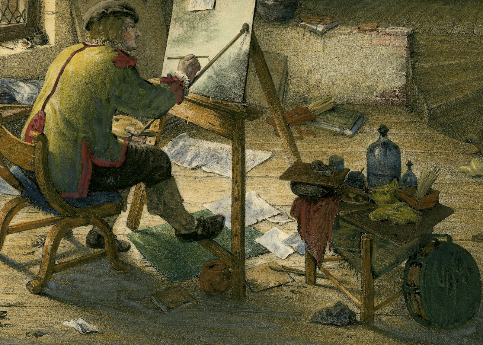 , Antique Master Print-ADRIAEN VAN OSTADE-WORKSHOP-PAINTER-Straub-1852, Pictura Antique Prints