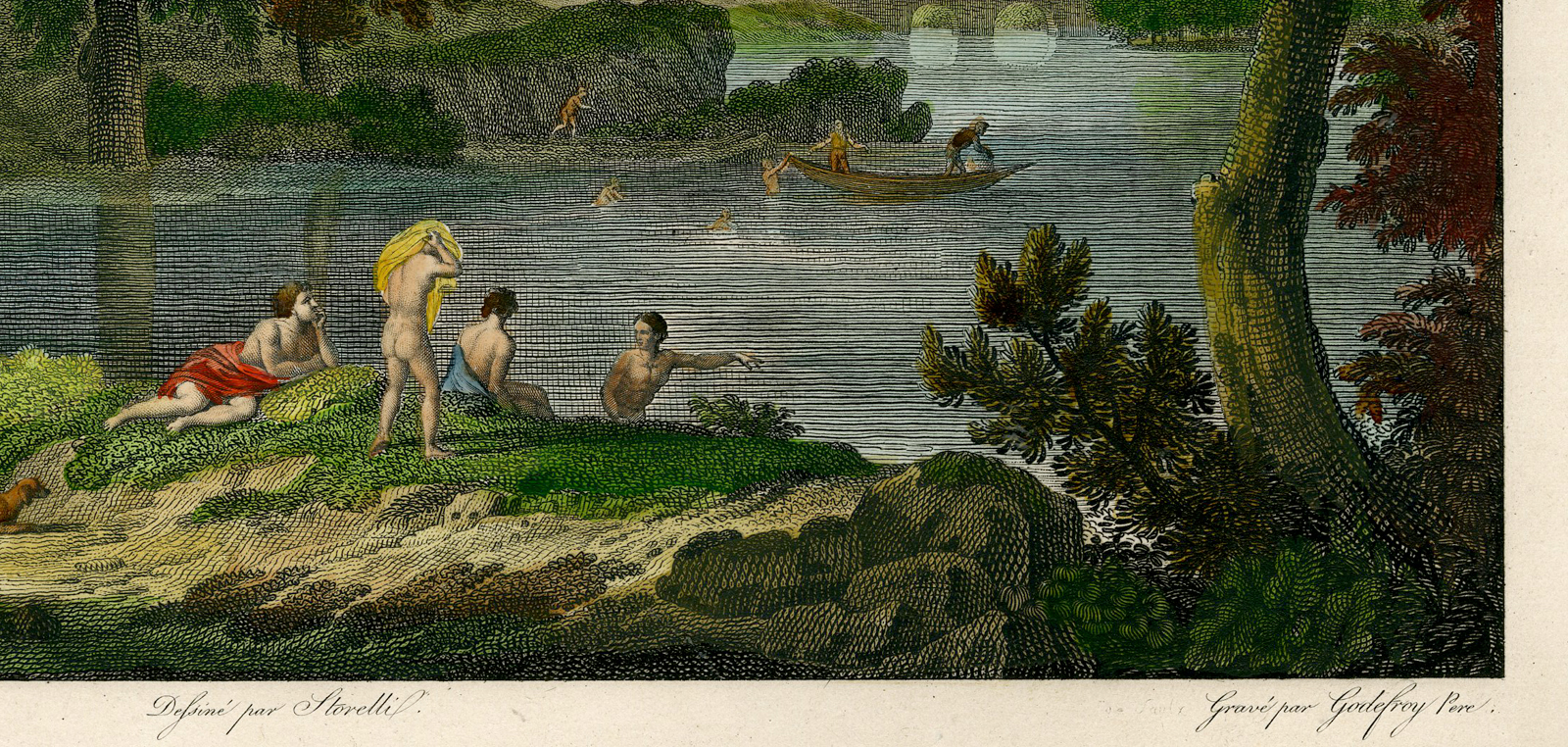 , Antique Master Print-BATHING WOMEN-DES FEMMES AU BAIN-Godefroy-van Huysum-1803, Pictura Antique Prints