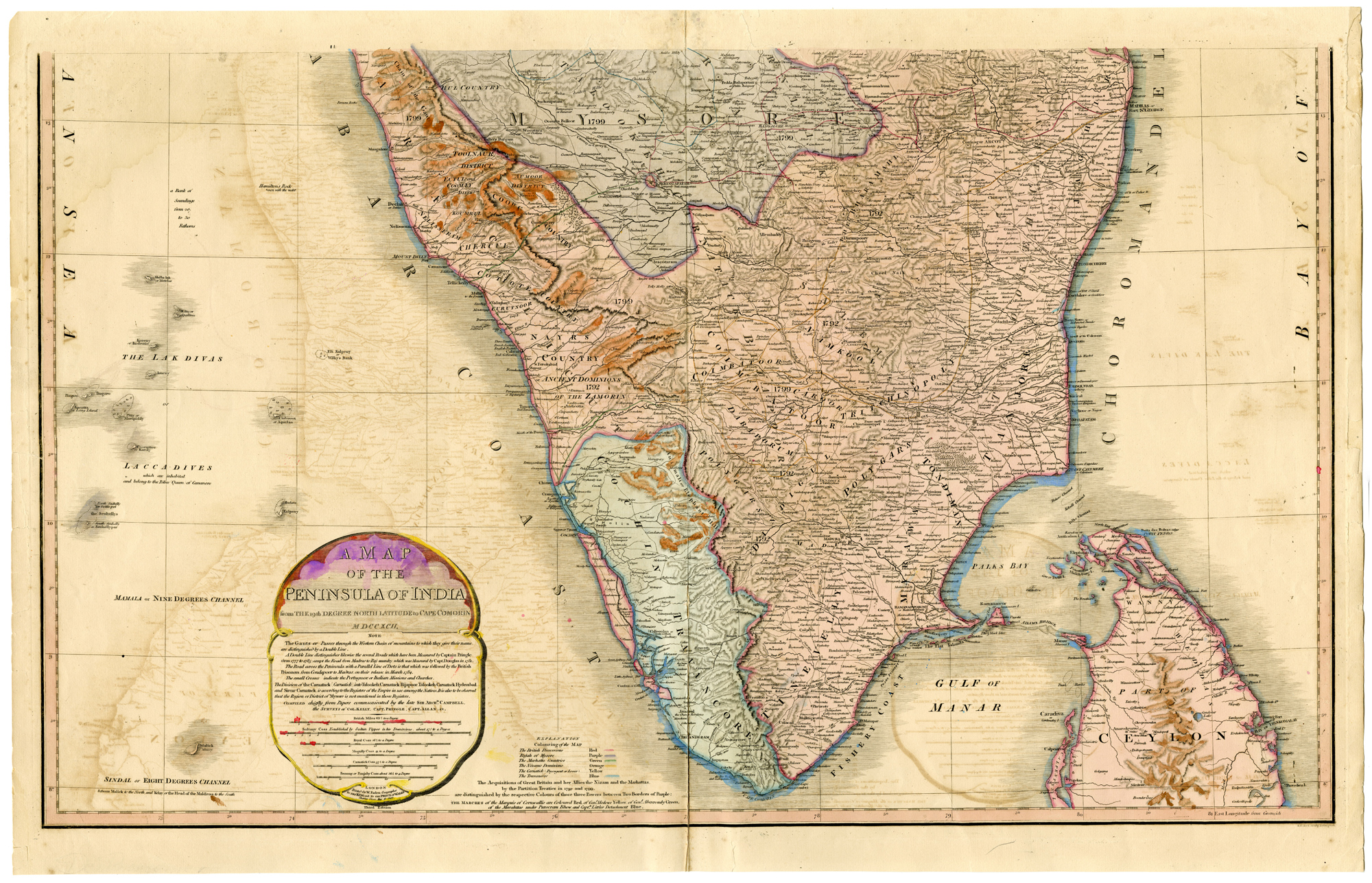 Pco 30088 416x268 2-Antique Maps-INDIA-PENINSULA-CEYLON-SRI LANKA-Faden-1800