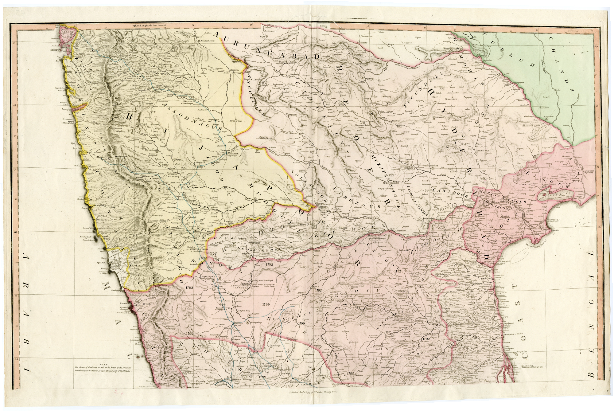 Pco 30094 416x278 2-Antique Maps-INDIA-PENINSULA-CEYLON-SRI LANKA-Faden-1800 - Image 5