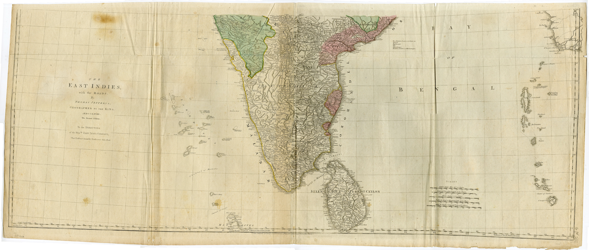 Pco 30126 416x176 2-Antique Maps-EAST INDIES-ROADS-INDIA-CEYLON-BANGLADESH-Jefferys-1768 - Image 6