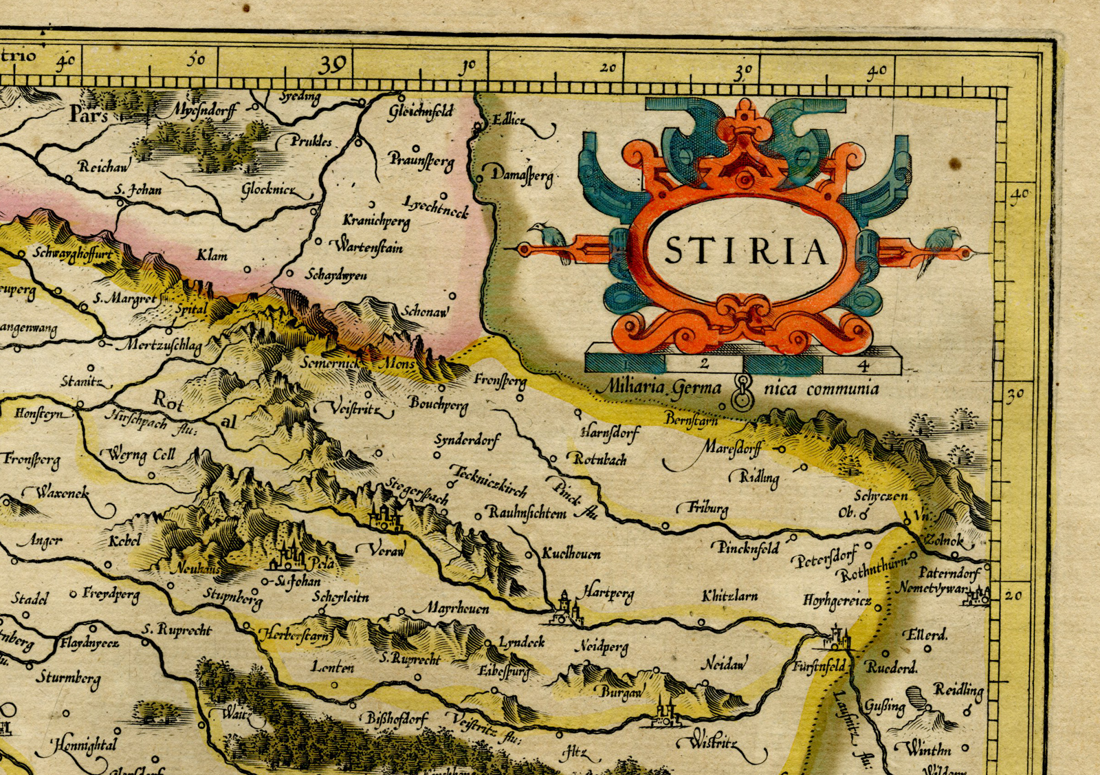 , Antique Map-STIRIA-STEYER-STIERMARKEN-AUSTRIA-Mercator-1623, Pictura Antique Prints