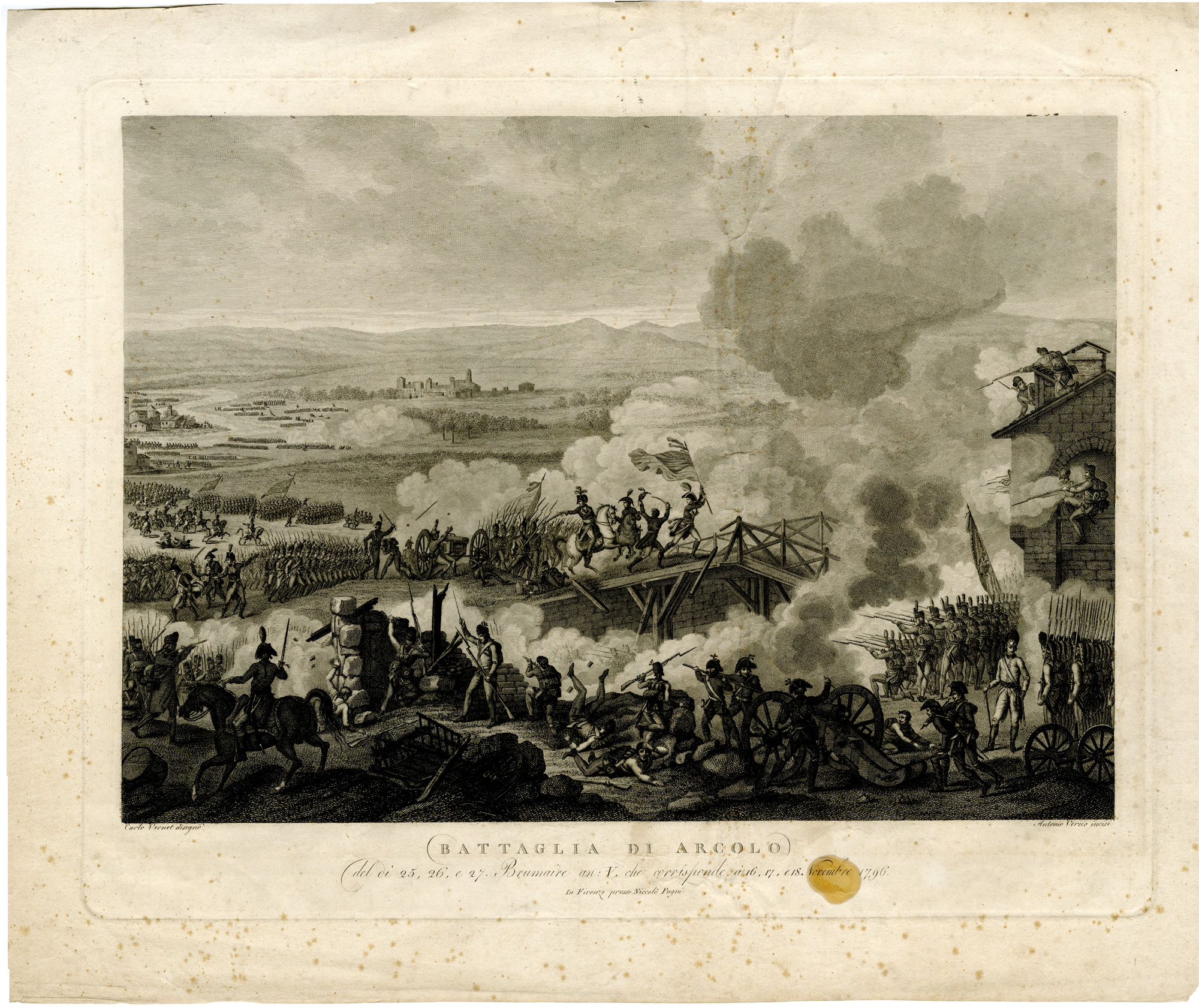 , Antique Print-BATTLE-NAPOLEON-ARCOLO-ITALY-Verico-Vernet-ca 1800, Pictura Antique Prints