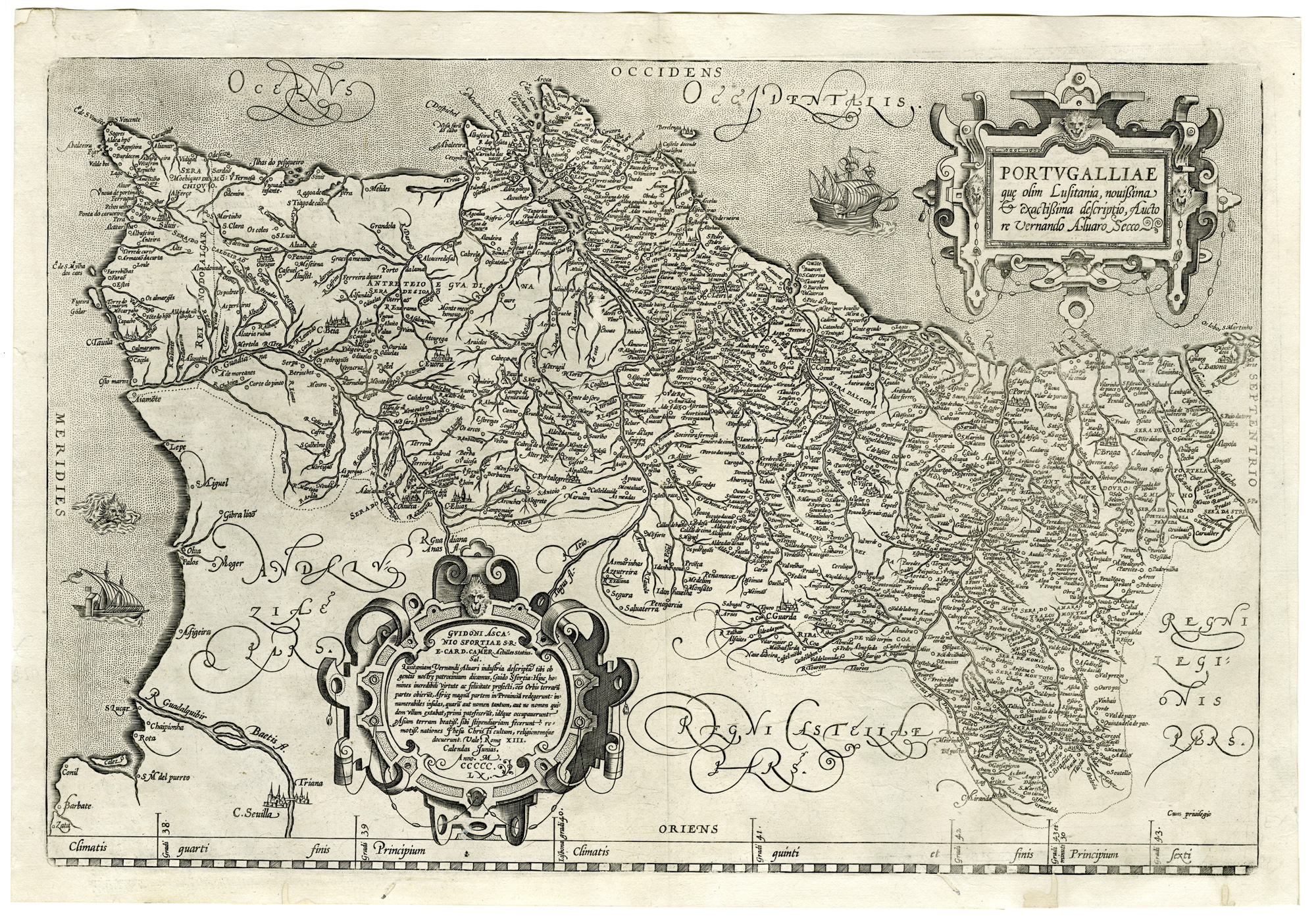 , Antique Map-PORTUGAL-PORTUGALLIAE-Seco-Ortelius-1579-1612, Pictura Antique Prints