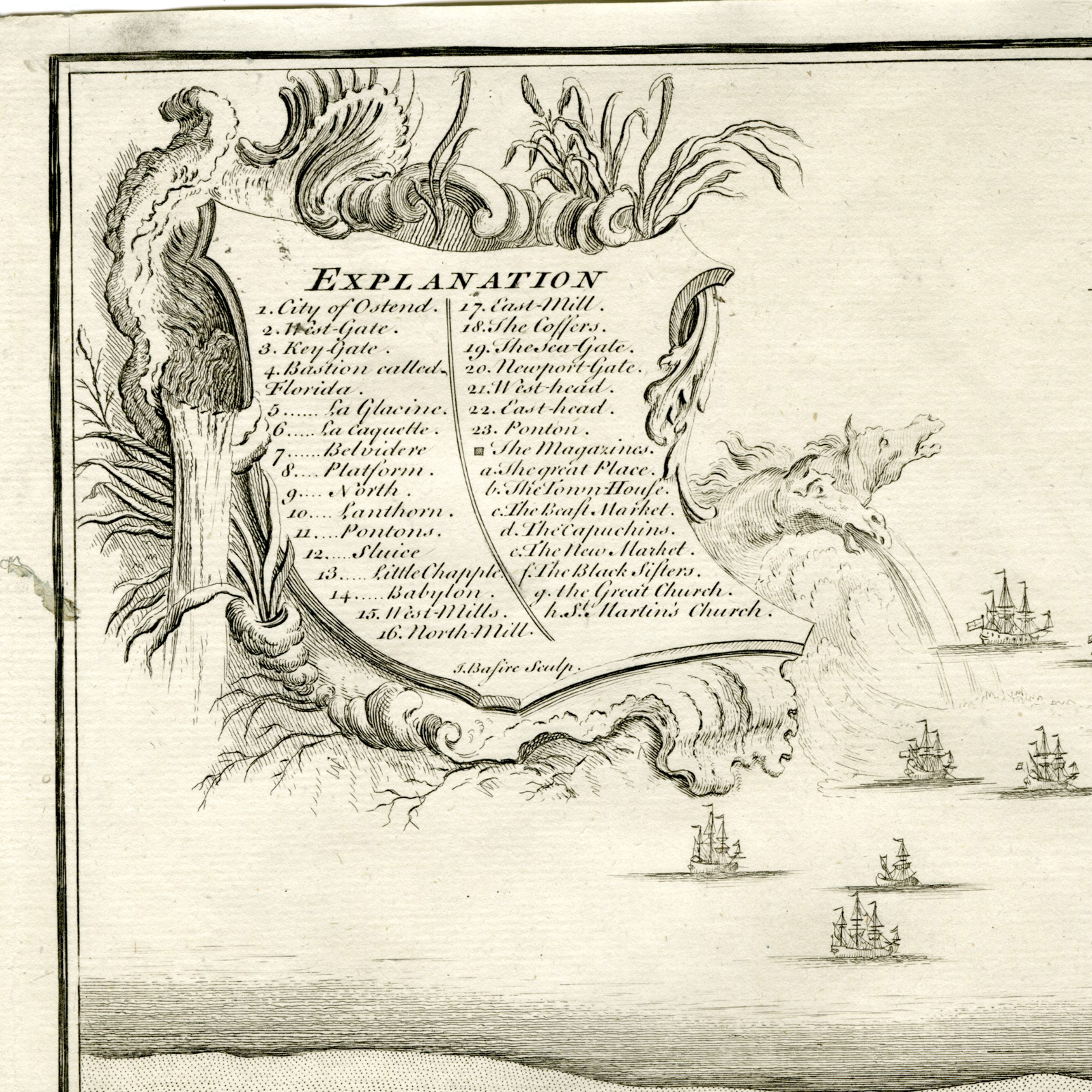 , Antique Map-BATTLE-OSTEND-BELGIUM-MILITARY MAP-BATTLE LINES-SHIPS-Basire-1744, Pictura Antique Prints