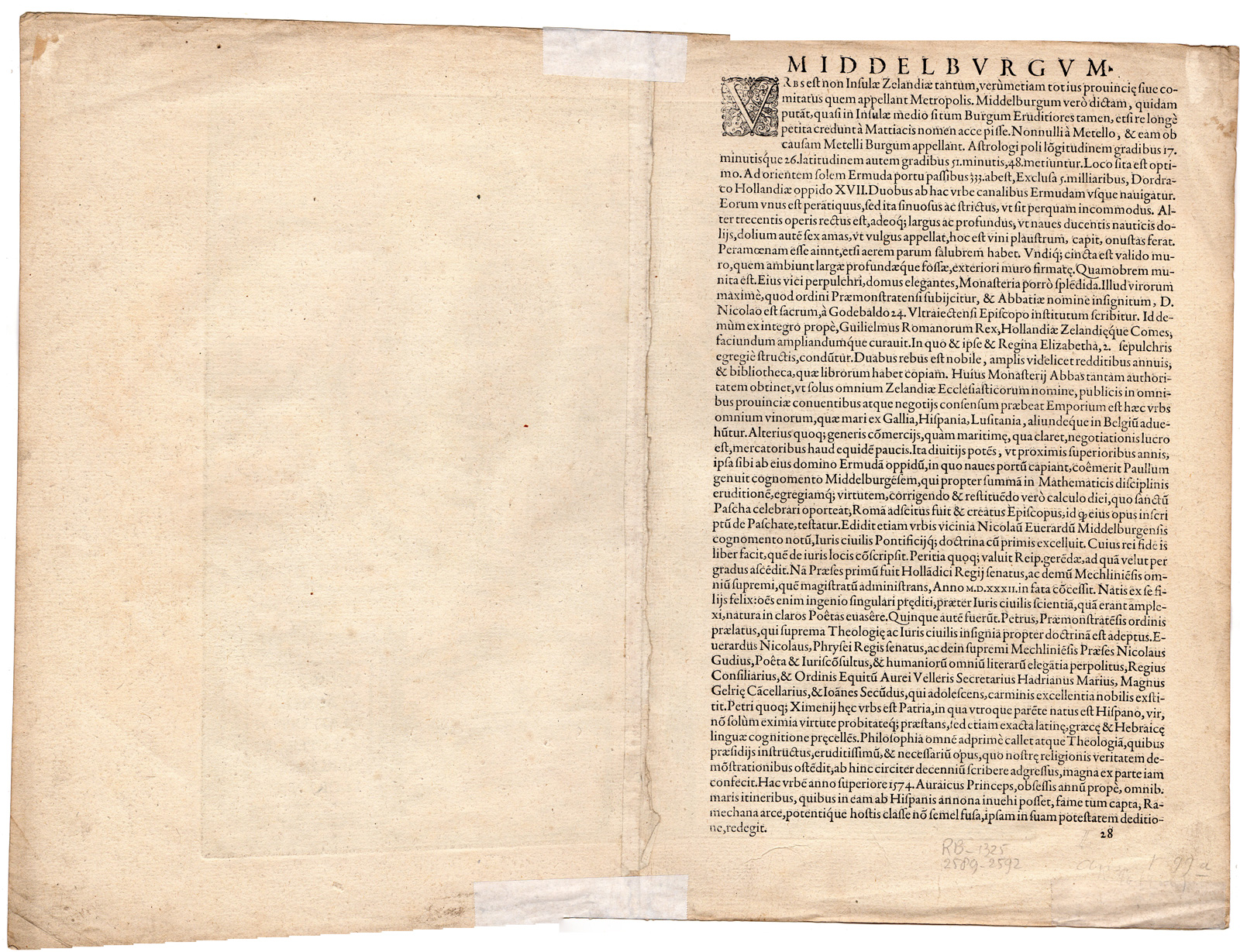 , Antique Print-PLAN-MIDDELBURG-ZEELAND-NETHERLANDS-Hogenberg-Braun-c. 1575, Pictura Antique Prints