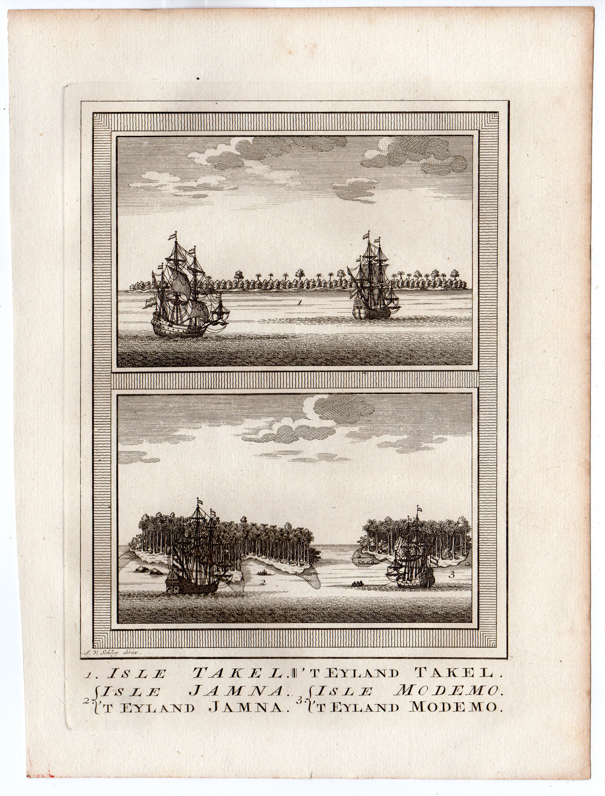 , Antique Print-TAKEL-JAMNA-MODENO-NEW GUINEA-VOC-SHIPS-TASMAN-Schley-Bellin-1758, Pictura Antique Prints