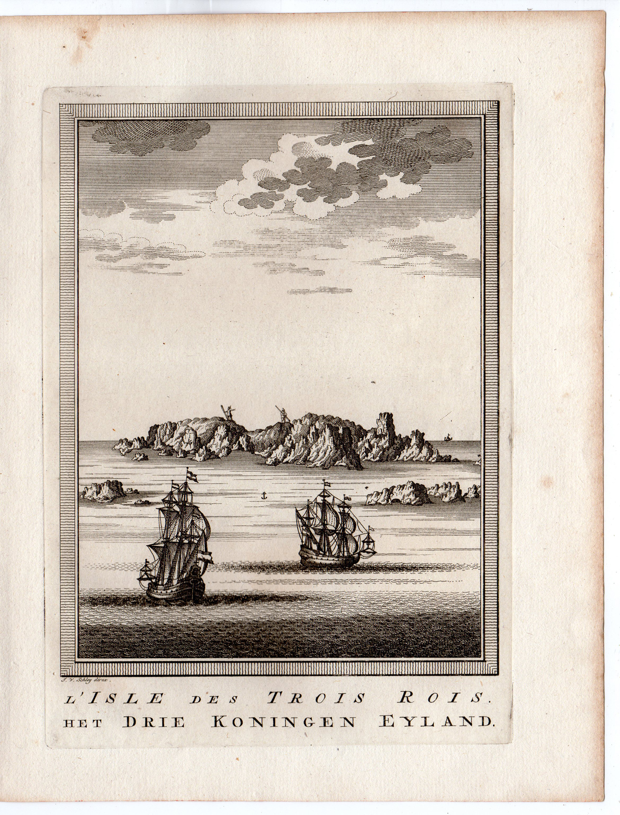 , Antique Print-THREE KINGS ISLAND-MAORI-NEW ZEALAND-TASMAN-Schley-Bellin-1758, Pictura Antique Prints
