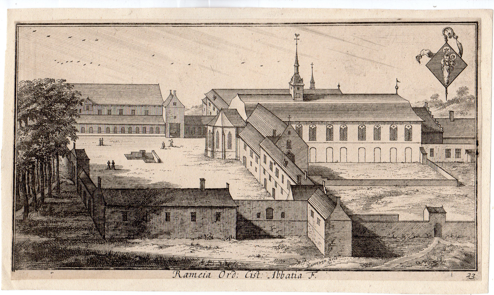, Antique Print-ABBEY-CISTERCIANS-RAMEIA-RAMEE-BELGIUM-Harrewijn-le Roy-c. 1700, Pictura Antique Prints