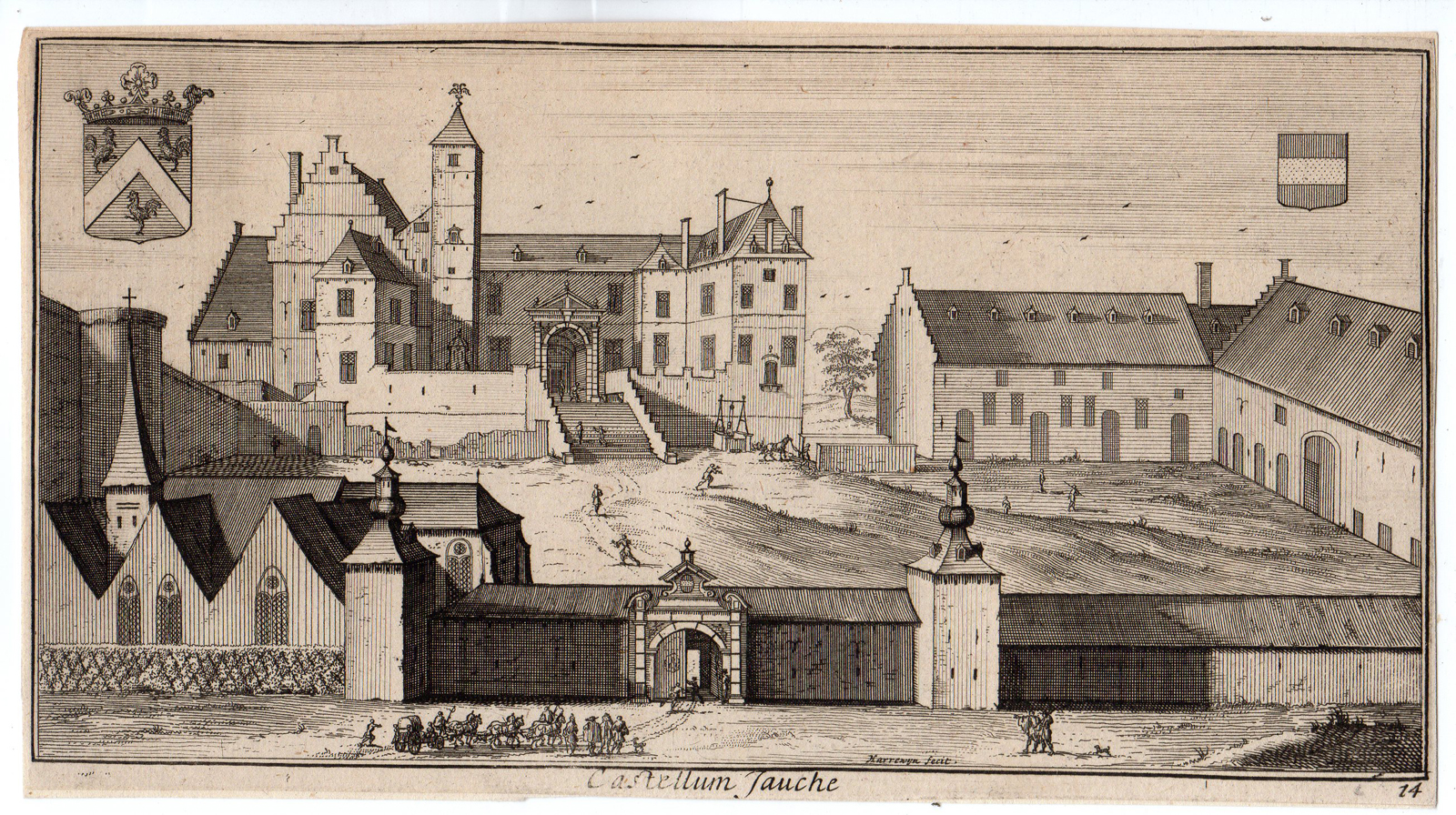 , Antique Print-CASTLE-JAUCHE-BELGIUM-CASTELLUM-Harrewijn-le Roy-c. 1700, Pictura Antique Prints
