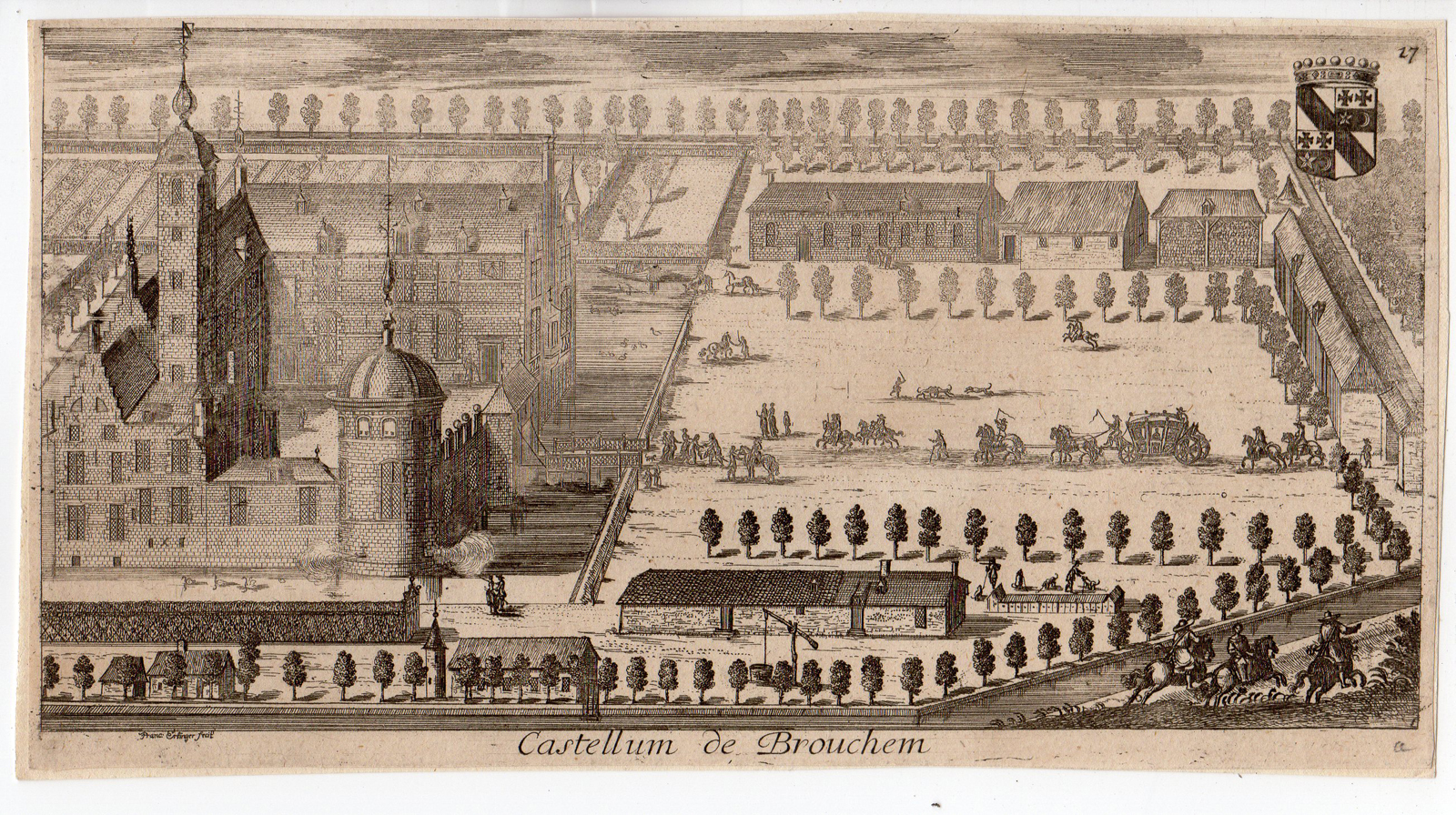 , Antique Print-CASTLE-BROUCHEM-BELGIUM-CASTELLUM-Ertinger-le Roy-c. 1700, Pictura Antique Prints